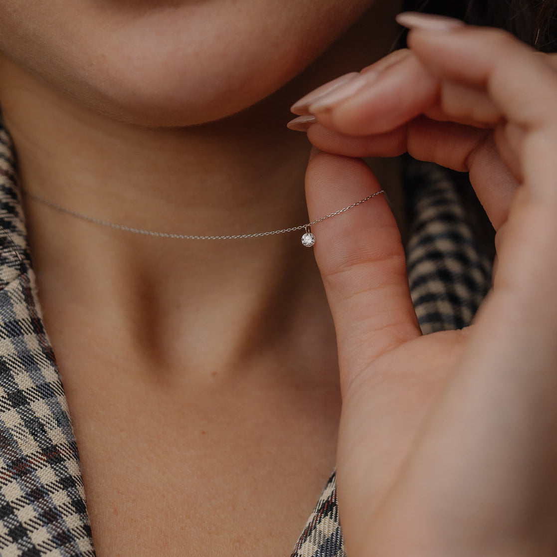 1 CT Round Cut Solitaire Moissanite Necklace