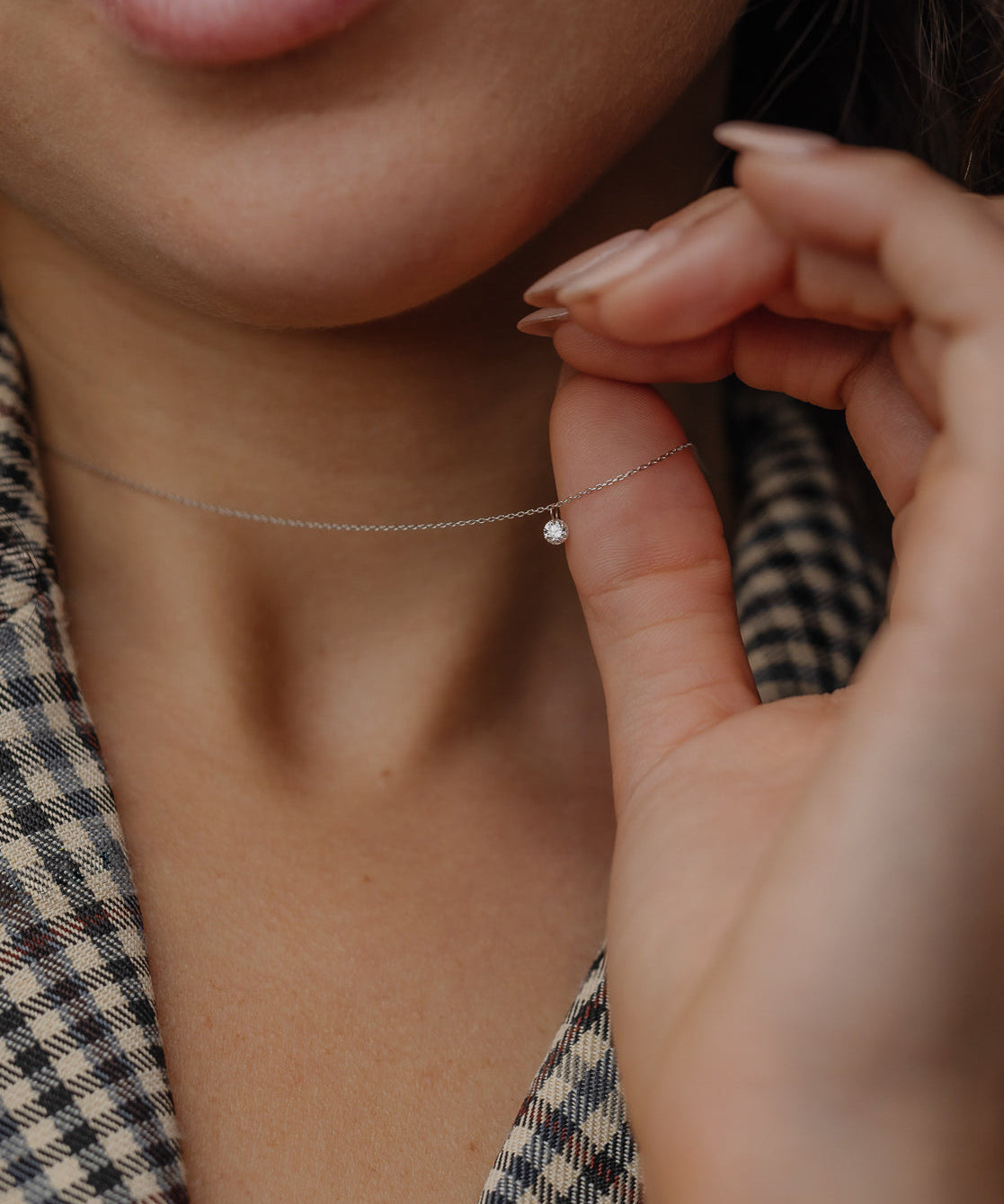 1 CT Round Cut Solitaire Moissanite Necklace