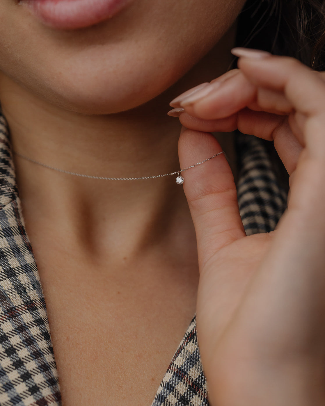 1 CT Round Cut Solitaire Moissanite Necklace