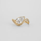 Pear Lab Grown Diamond Unique Pave Engagement Ring