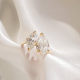 1.5 TCW Pear & Marquise Toi Et Moi Moissanite Engagement Ring