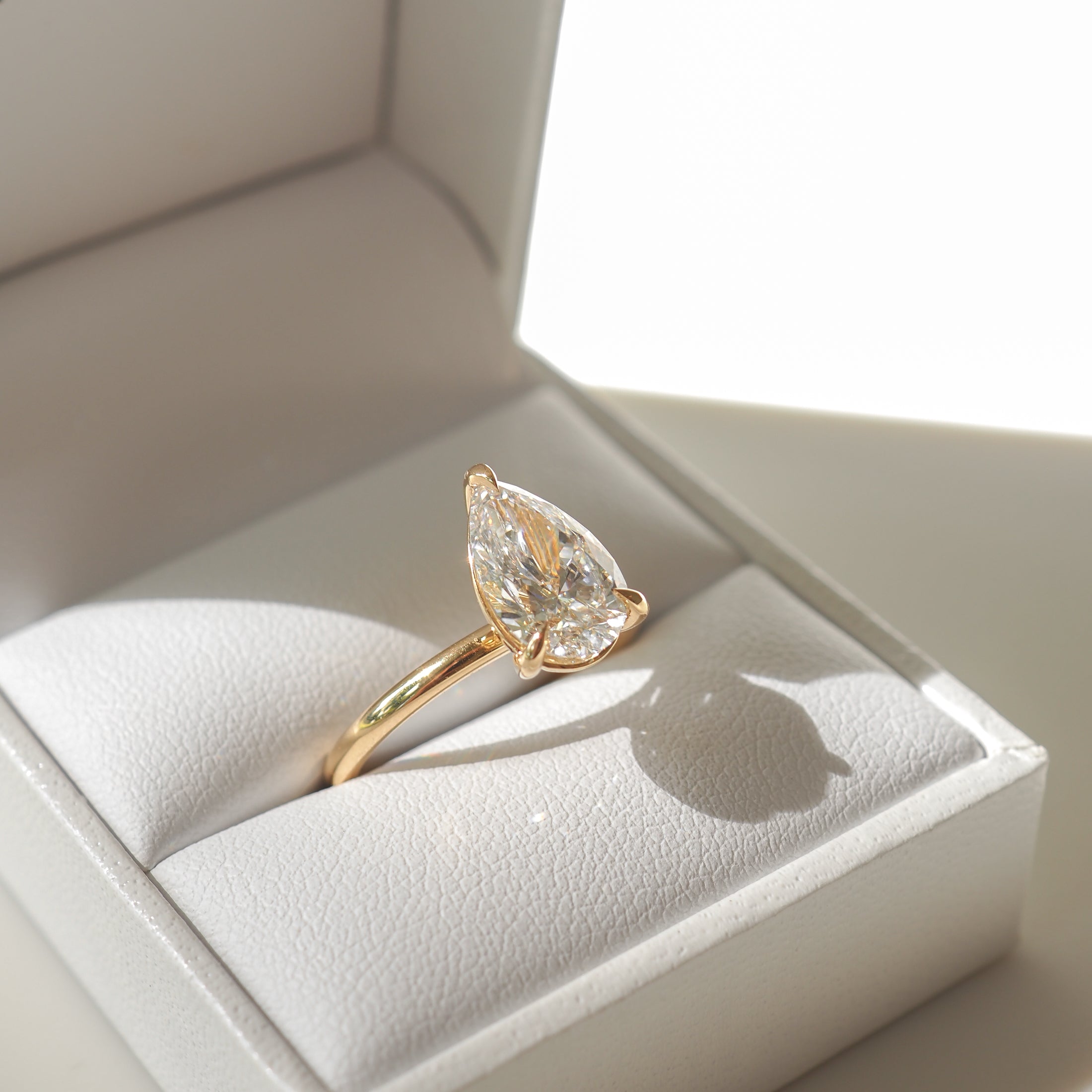 1.5 CT Pear Solitaire Moissanite Engagement Ring