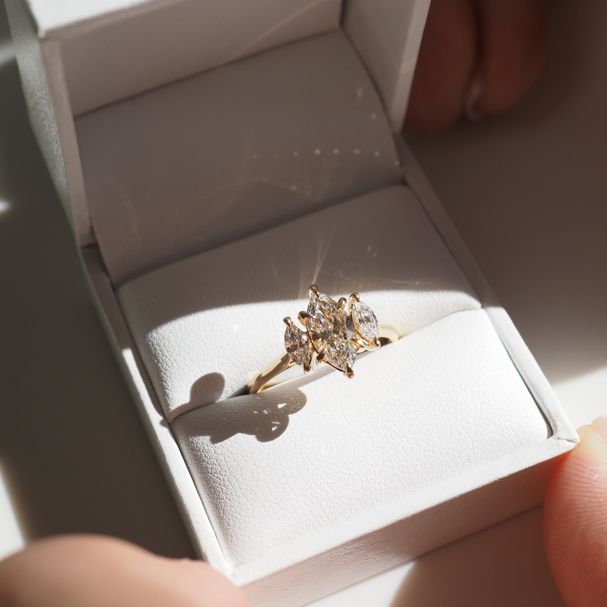 1 CT Marquise Three Stone Moissanite Engagement Ring