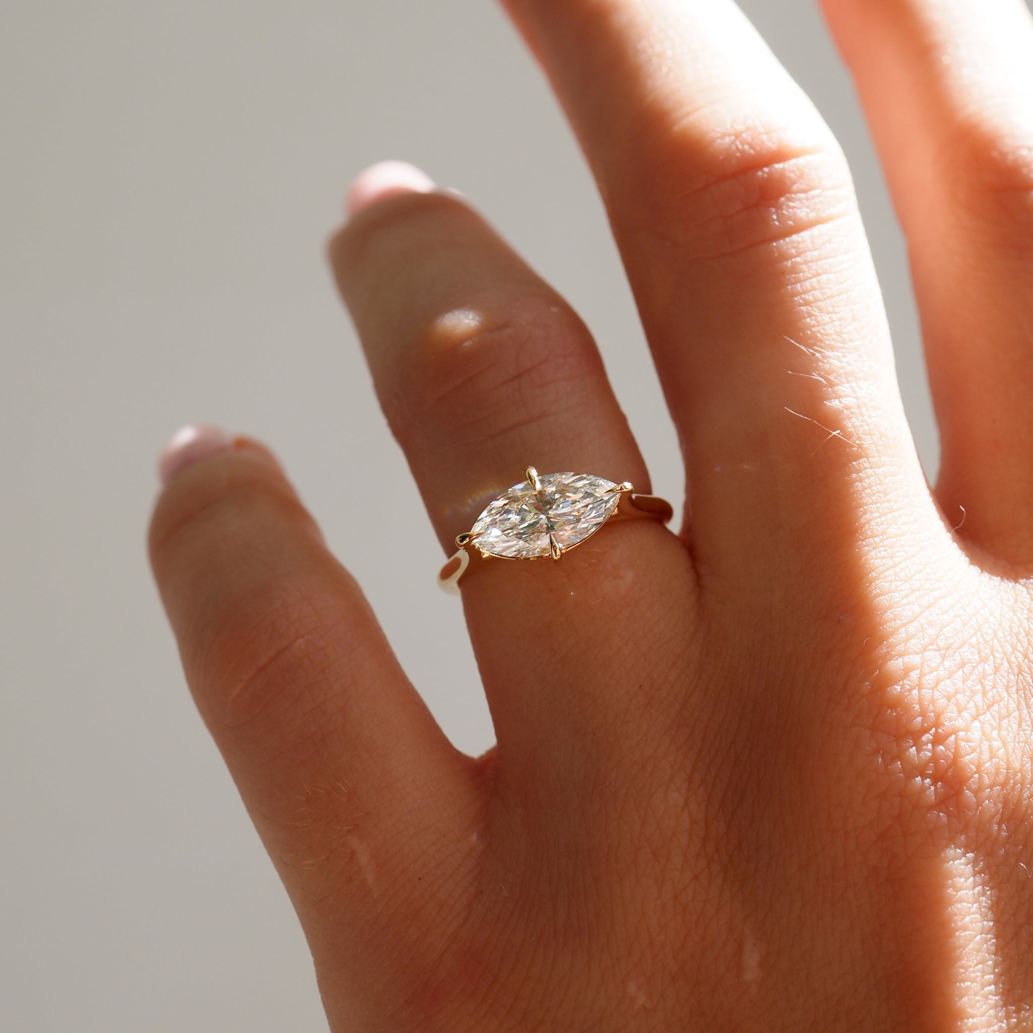 1 CT East West Marquise Solitaire Moissanite Engagement Ring