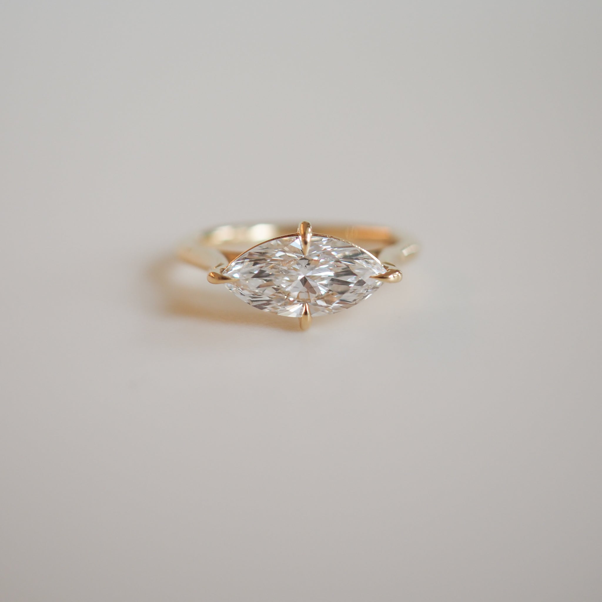 1 CT East West Marquise Solitaire Moissanite Engagement Ring
