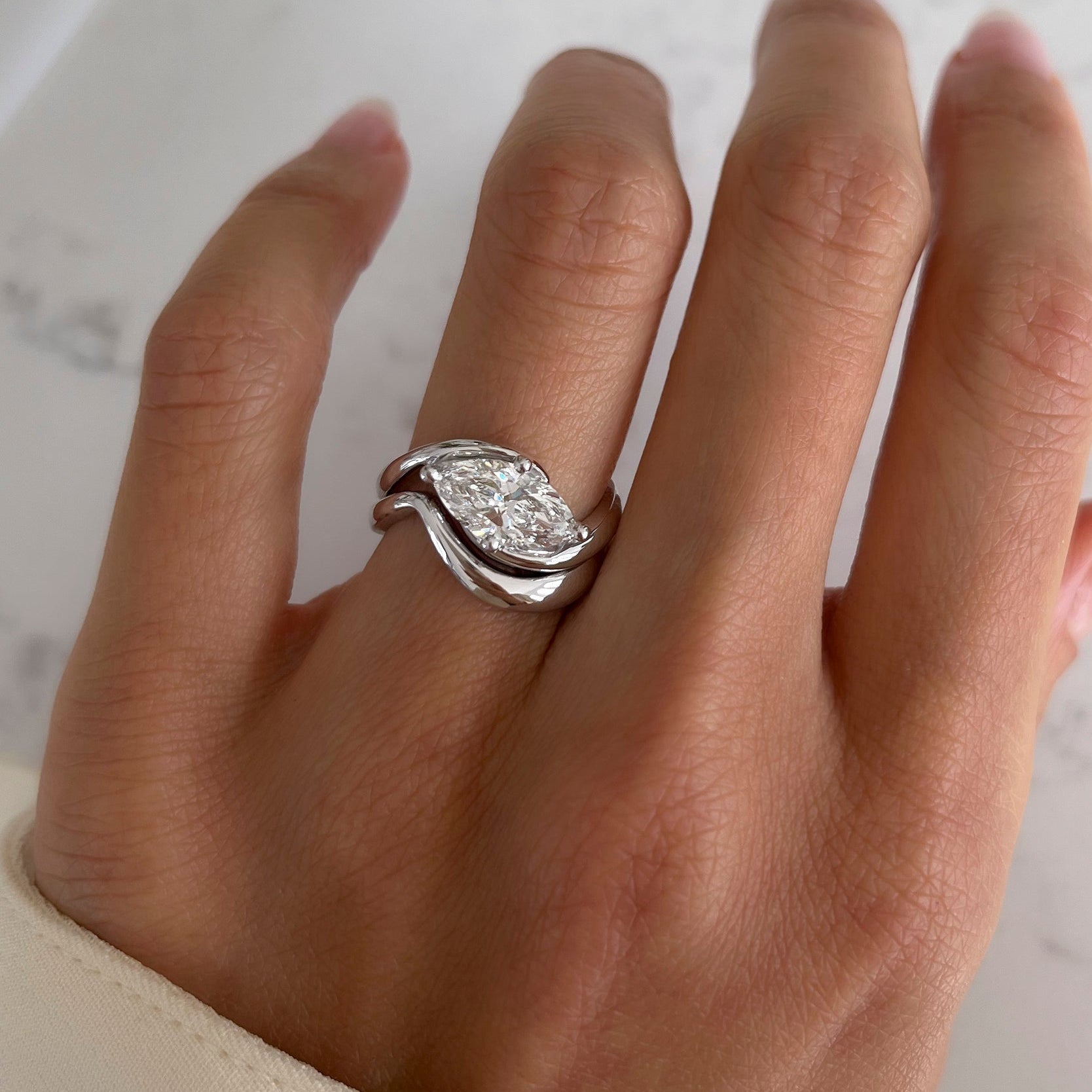1.5 CT Marquise Lab Grown Diamond Bridal Set