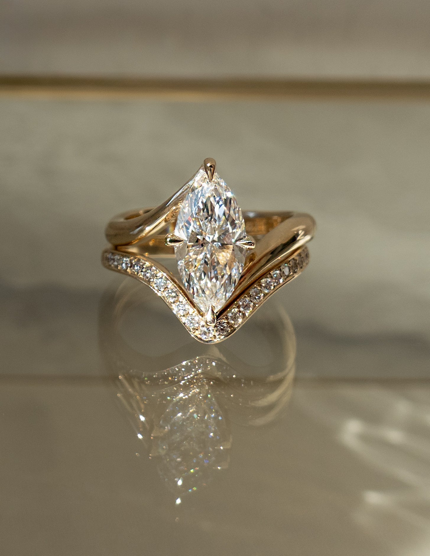 2.5 CT Marquise Lab Grown Diamond Bridal Set