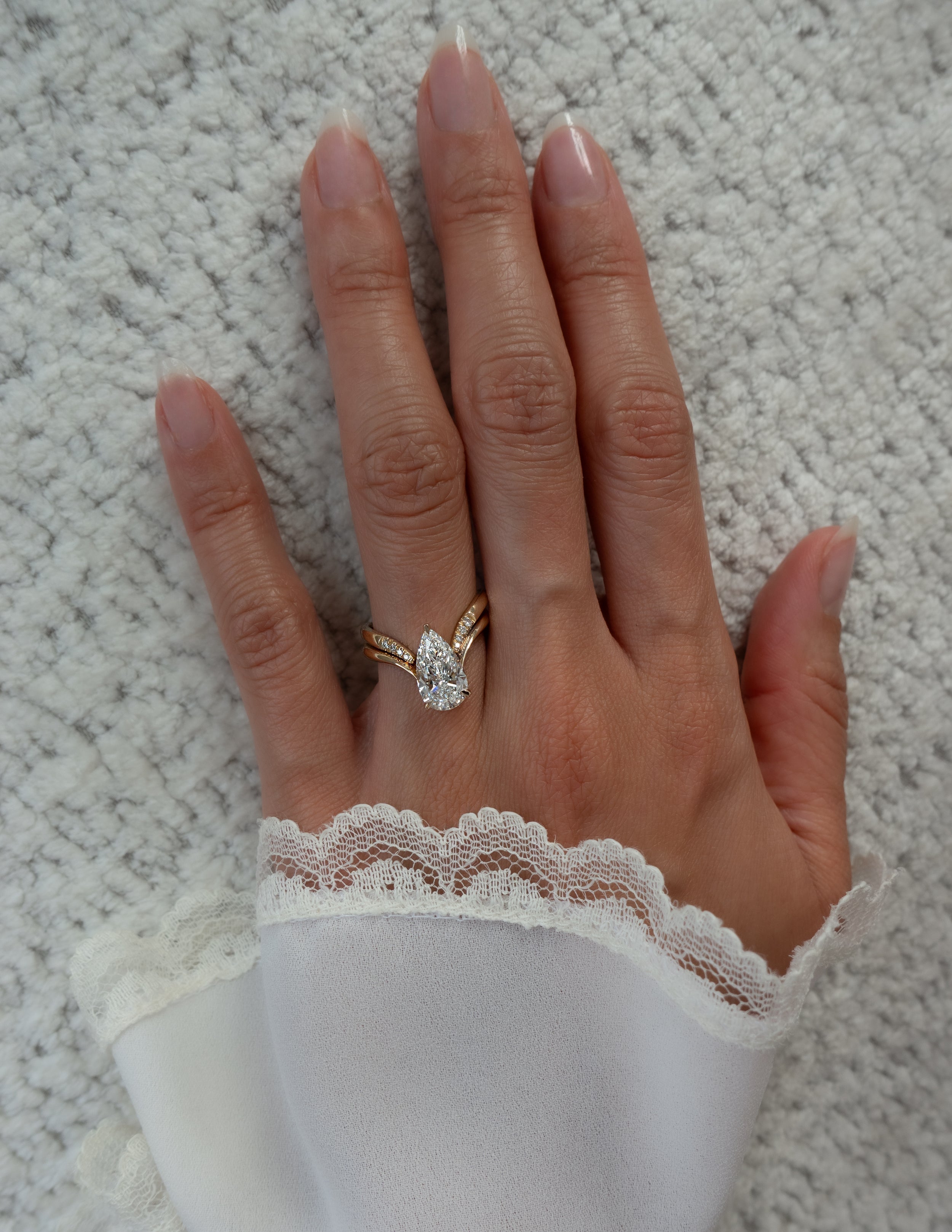 2 CT Pear Lab Grown Diamond Bridal Set