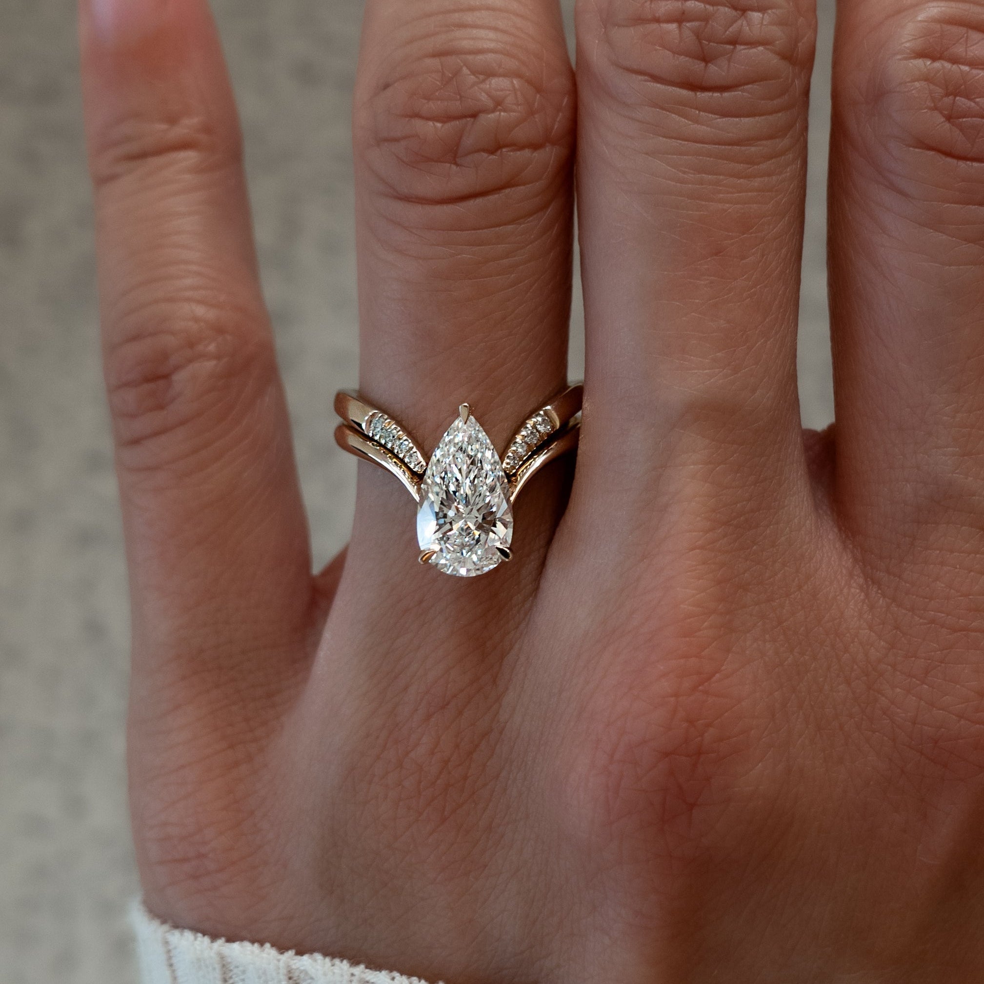 2 CT Pear Lab Grown Diamond Bridal Set
