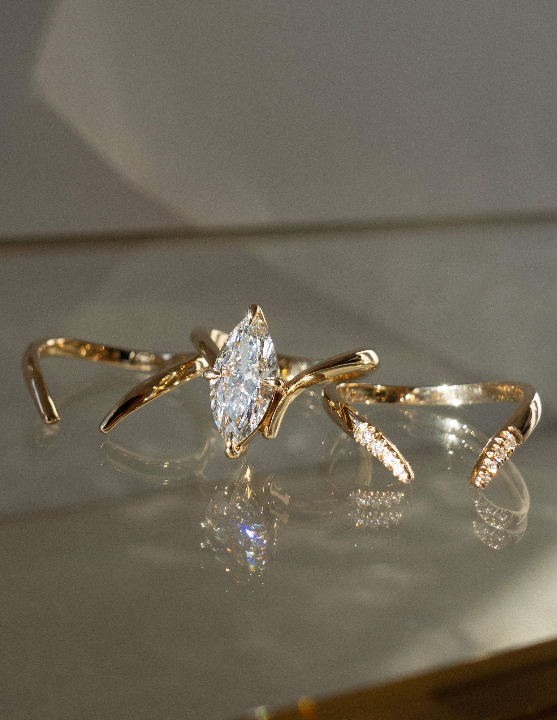 2 CT Marquise Lab Grown Diamond Bridal Set