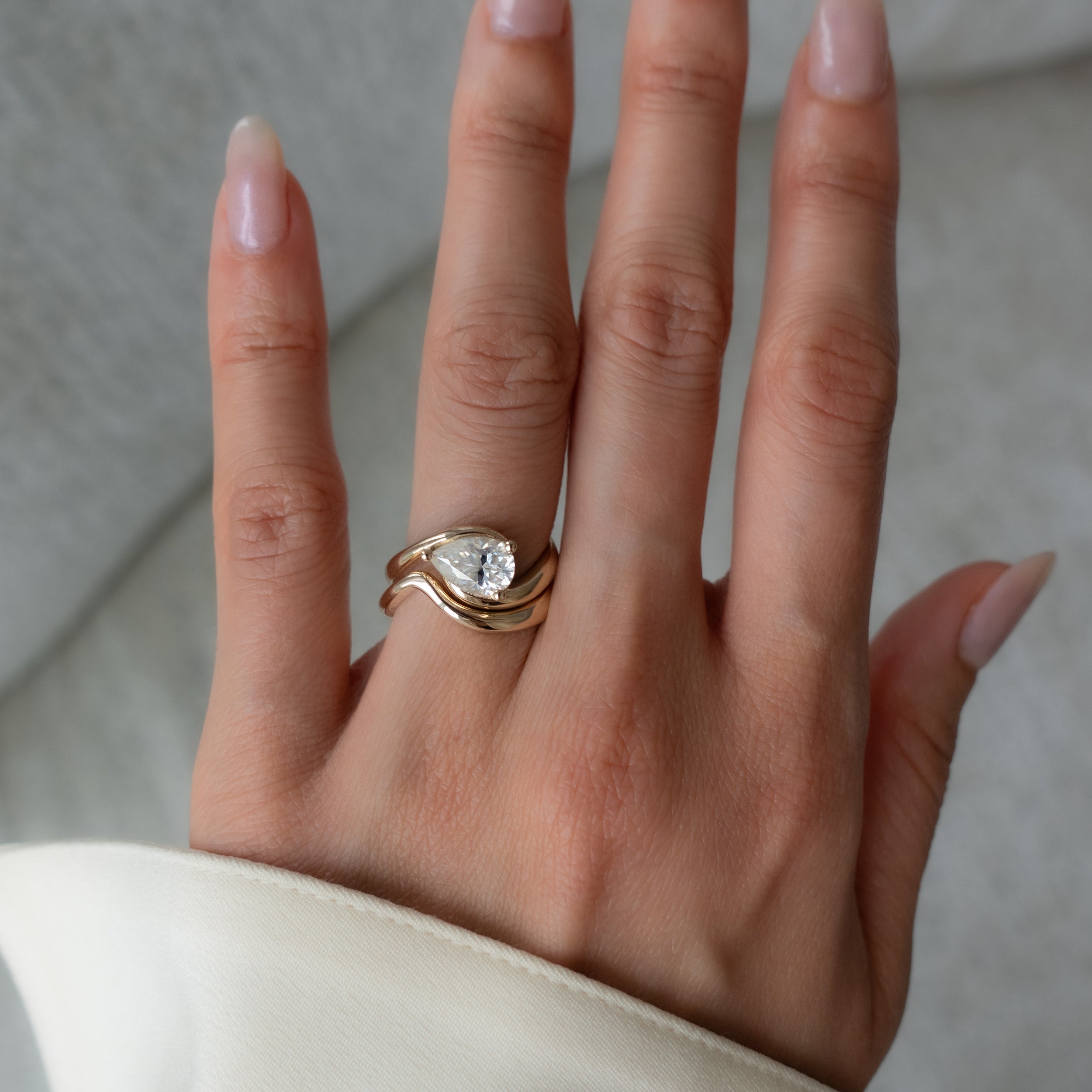 1.5 CT Pear Lab Grown Diamond Bridal Set