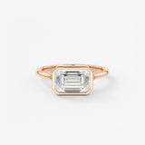 East West Emerald Bezel Solitaire Lab Grown Diamond Engagement Ring