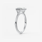 East West Emerald Bezel Solitaire Lab Grown Diamond Engagement Ring