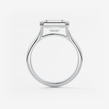 East West Emerald Bezel Solitaire Lab Grown Diamond Engagement Ring