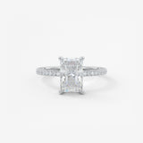 Radiant Hidden Halo & Pave Lab Grown Diamond Engagement Ring