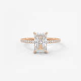 Radiant Hidden Halo & Pave Lab Grown Diamond Engagement Ring
