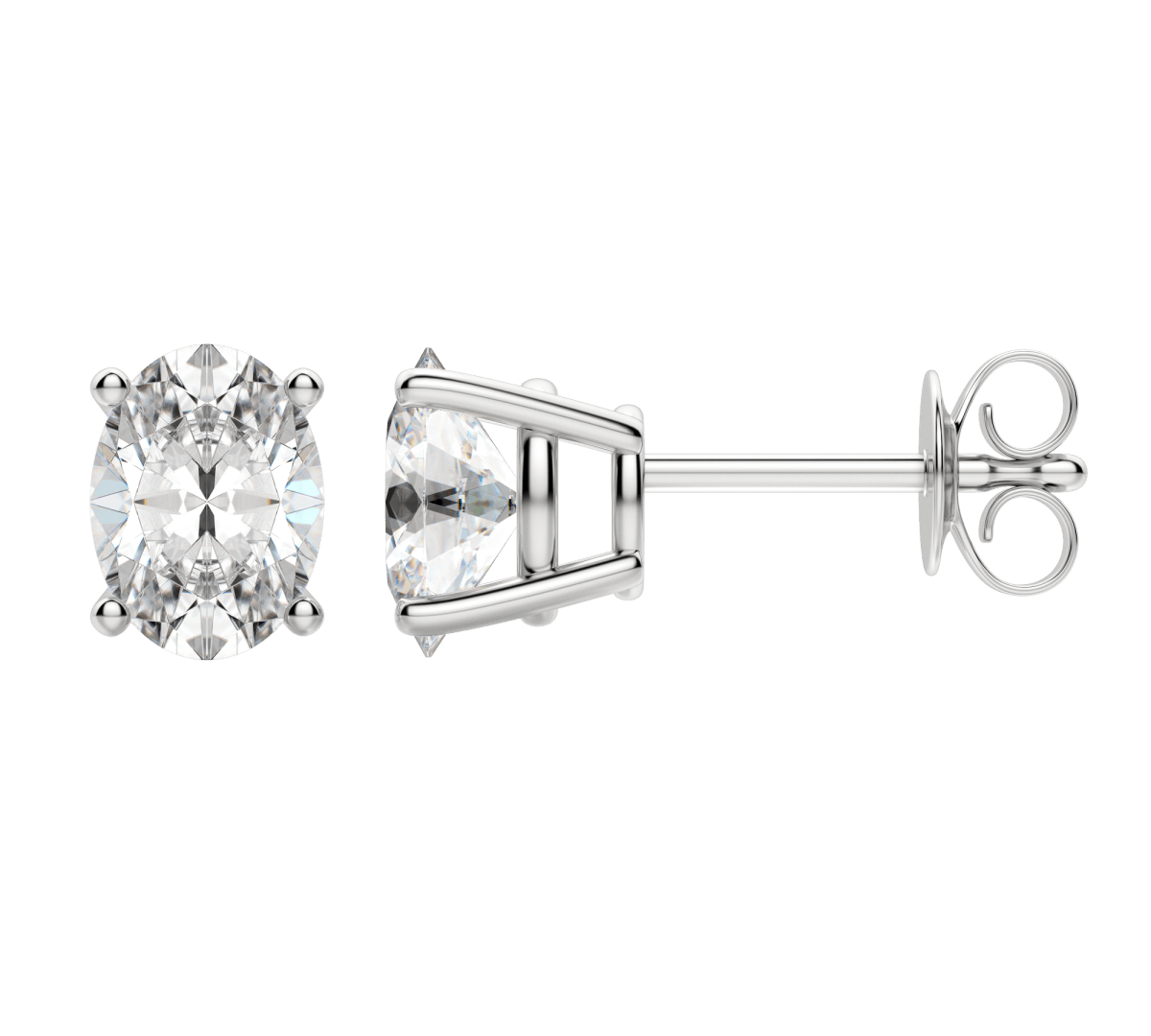 0.50 CT-2.0 CT Oval Solitaire Lab Grown Diamond Earrings
