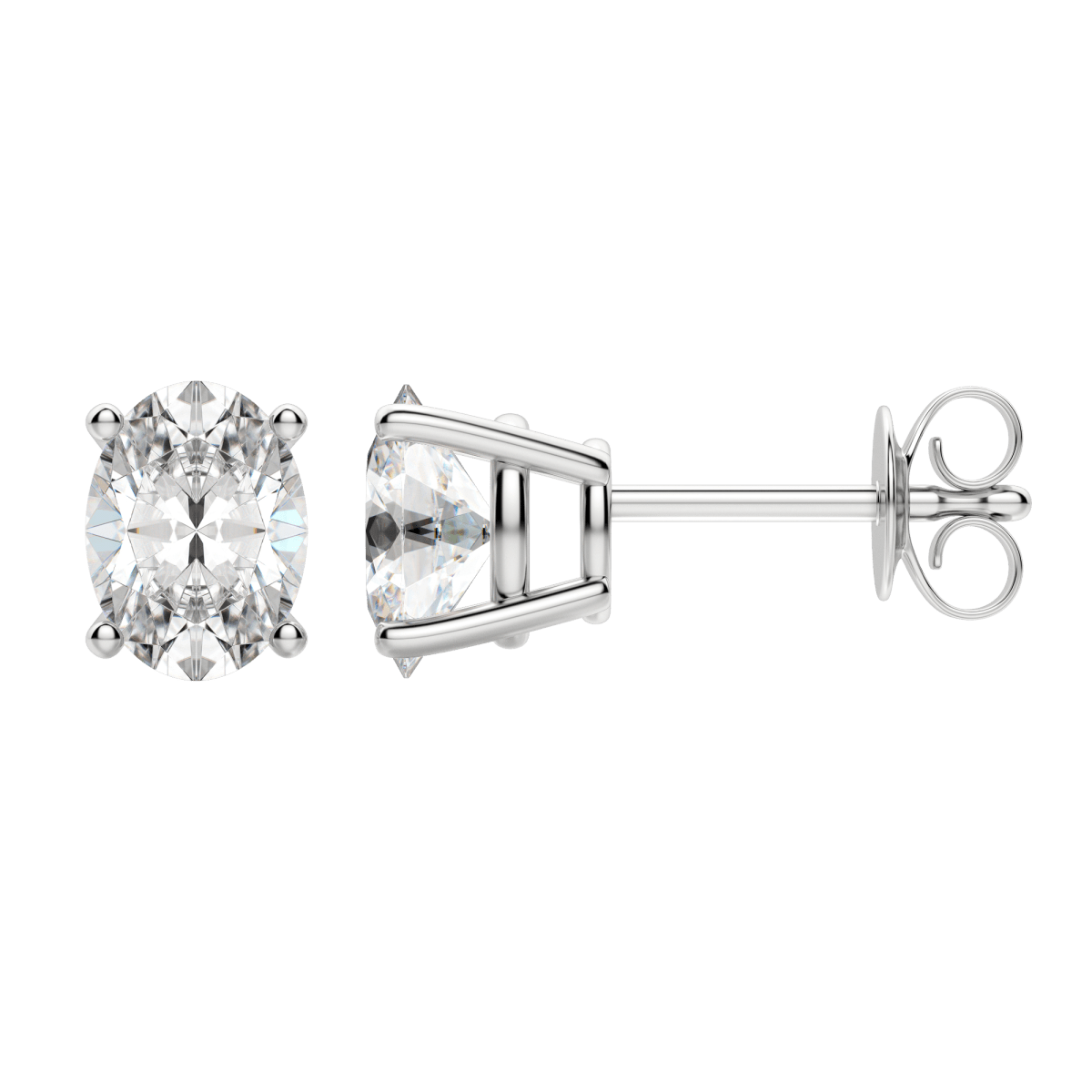 0.50 CT-2.0 CT Oval Solitaire Lab Grown Diamond Earrings