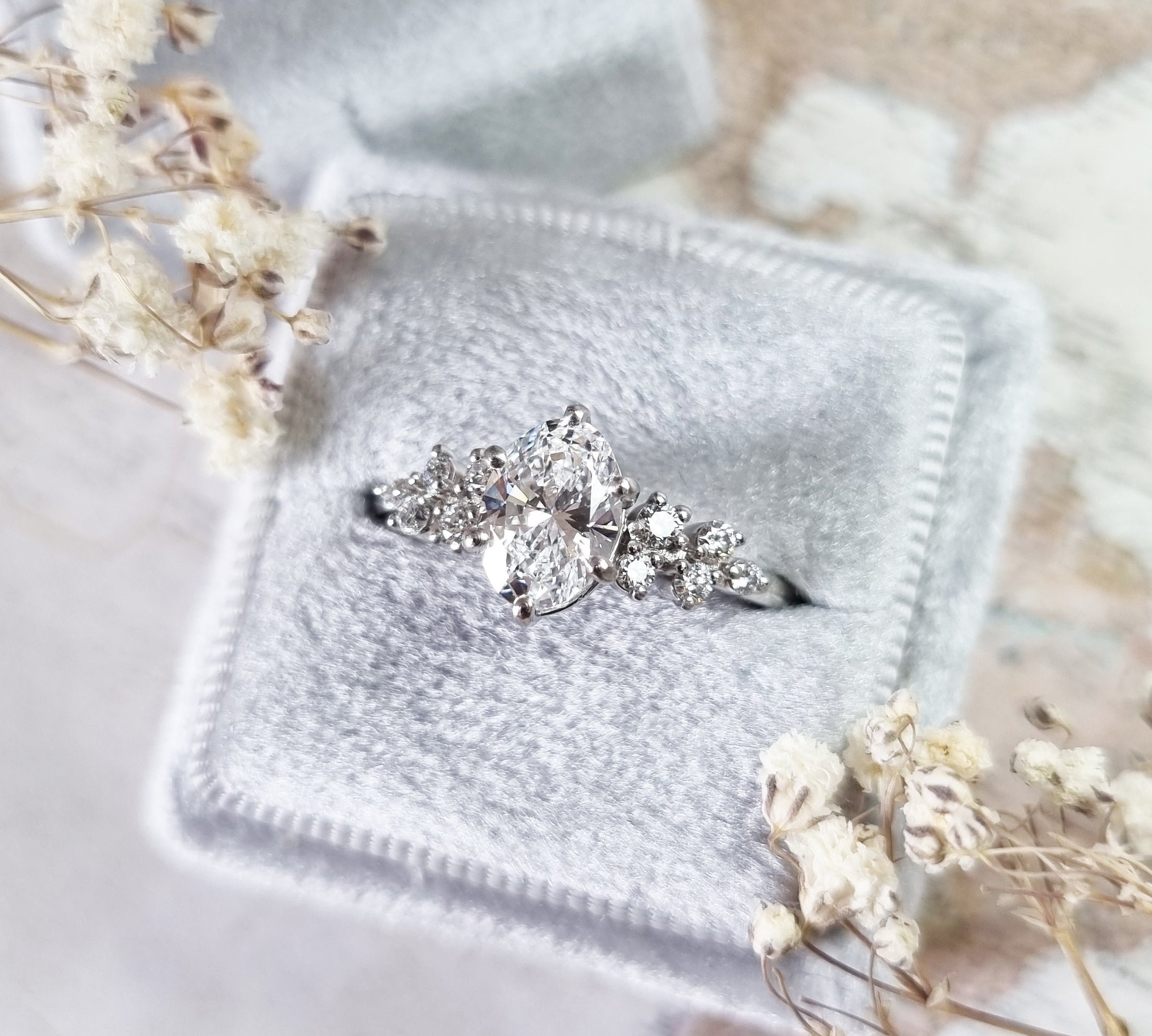 Oval Cluster Lab Grown Diamond Engagement Ring