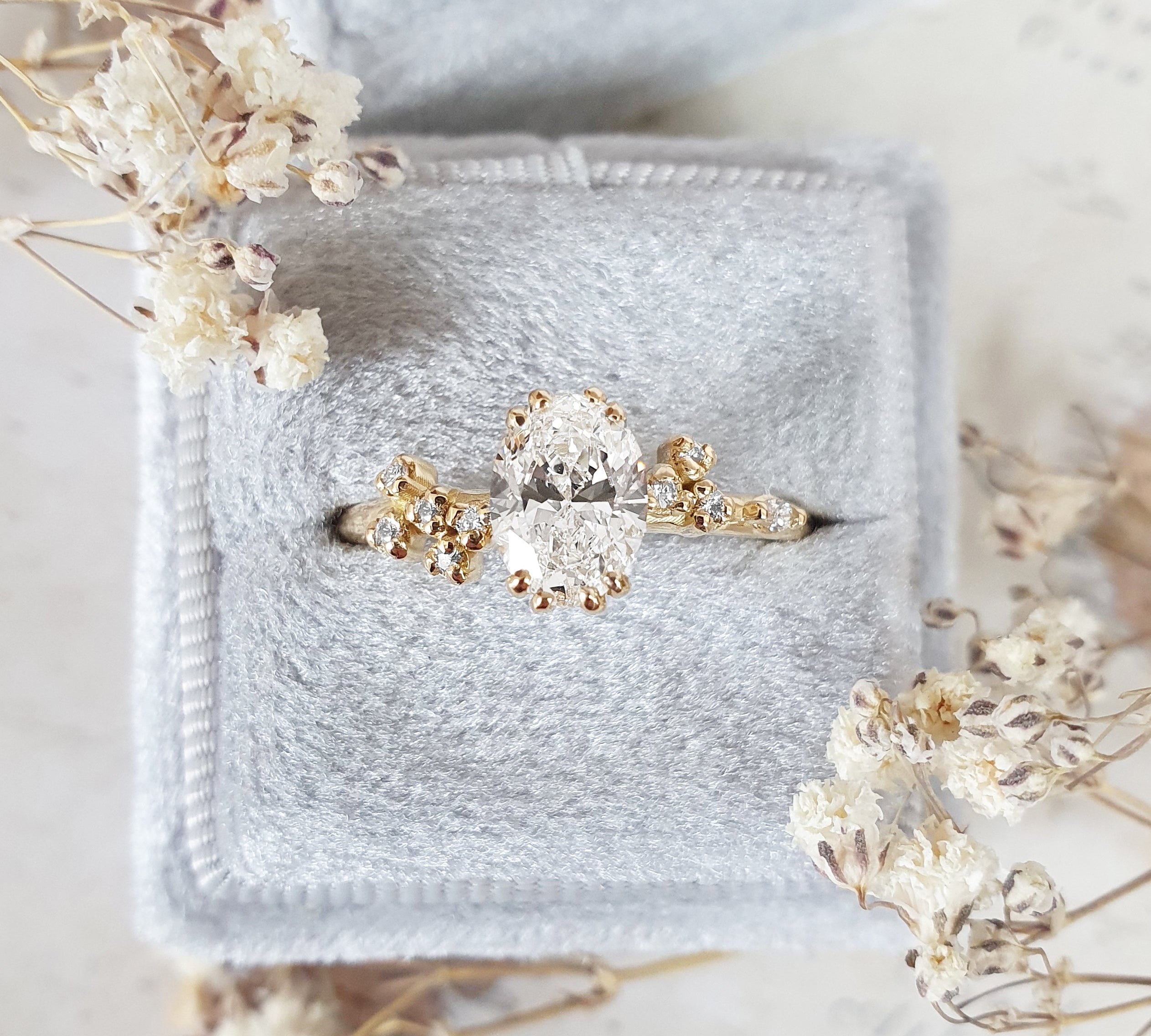 Oval Art Deco Lab Grown Diamond Engagement Ring