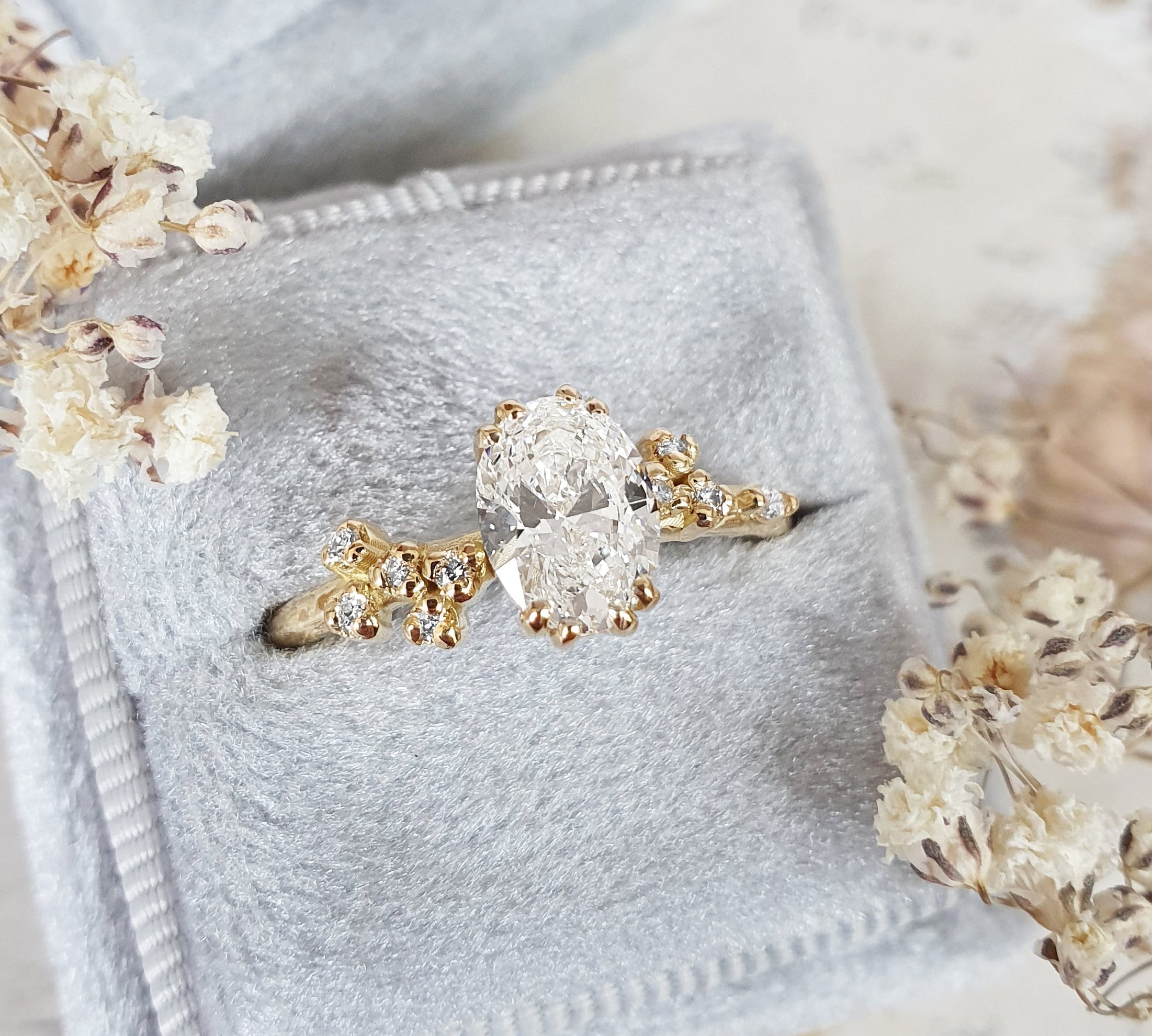 Oval Art Deco Lab Grown Diamond Engagement Ring