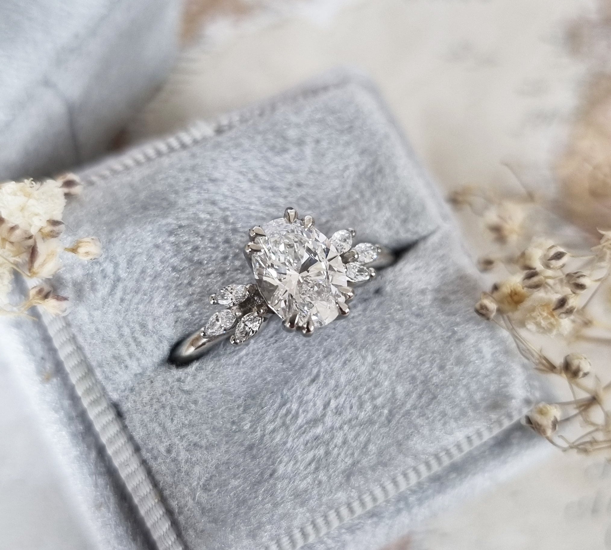 Oval Cluster Lab Grown Diamond Engagement Ring