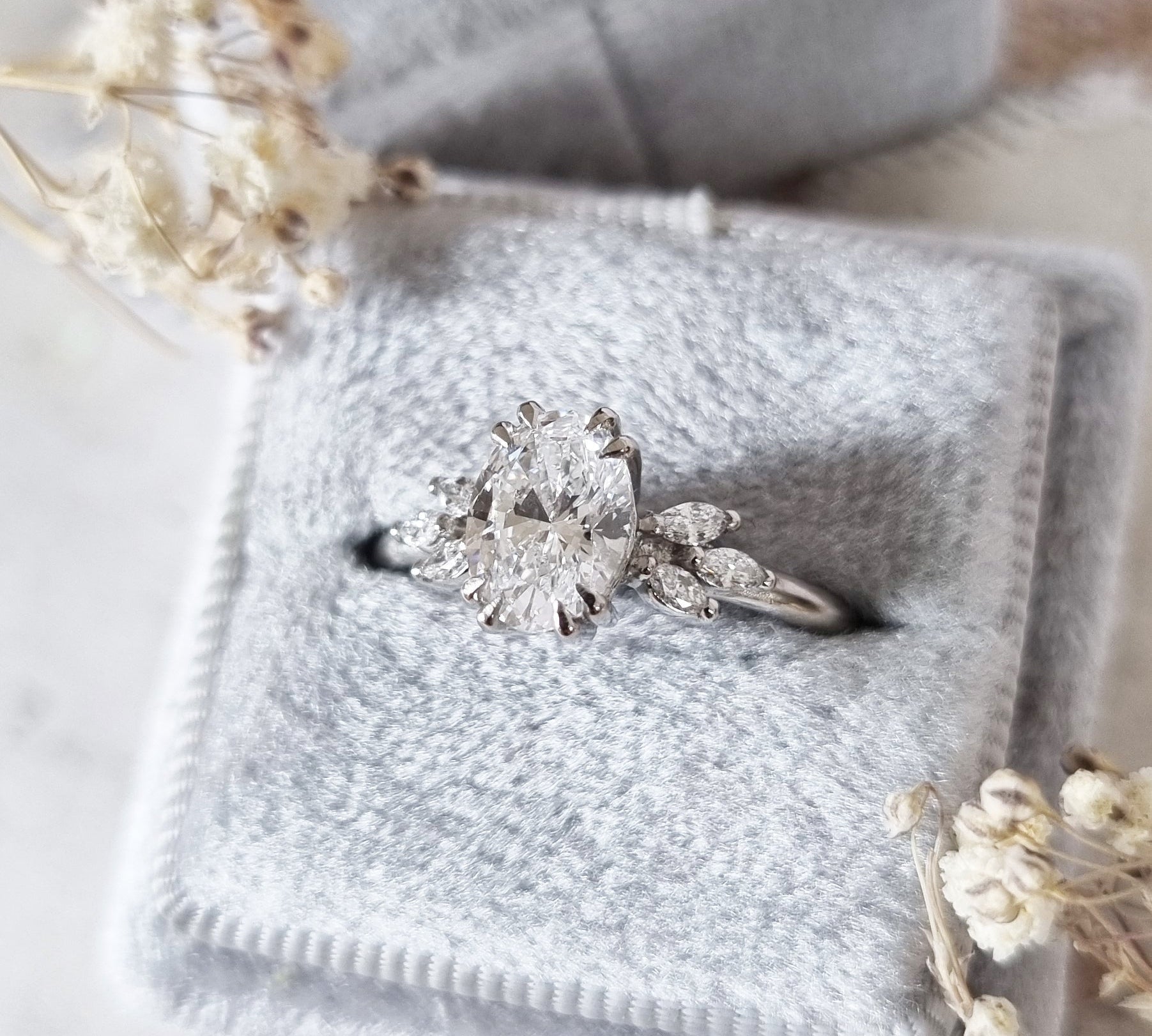 Oval Cluster Lab Grown Diamond Engagement Ring