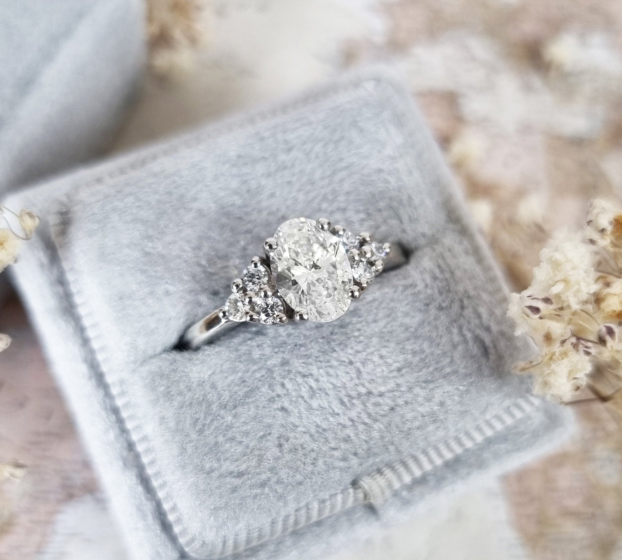 Oval Cluster Lab Grown Diamond Engagement Ring