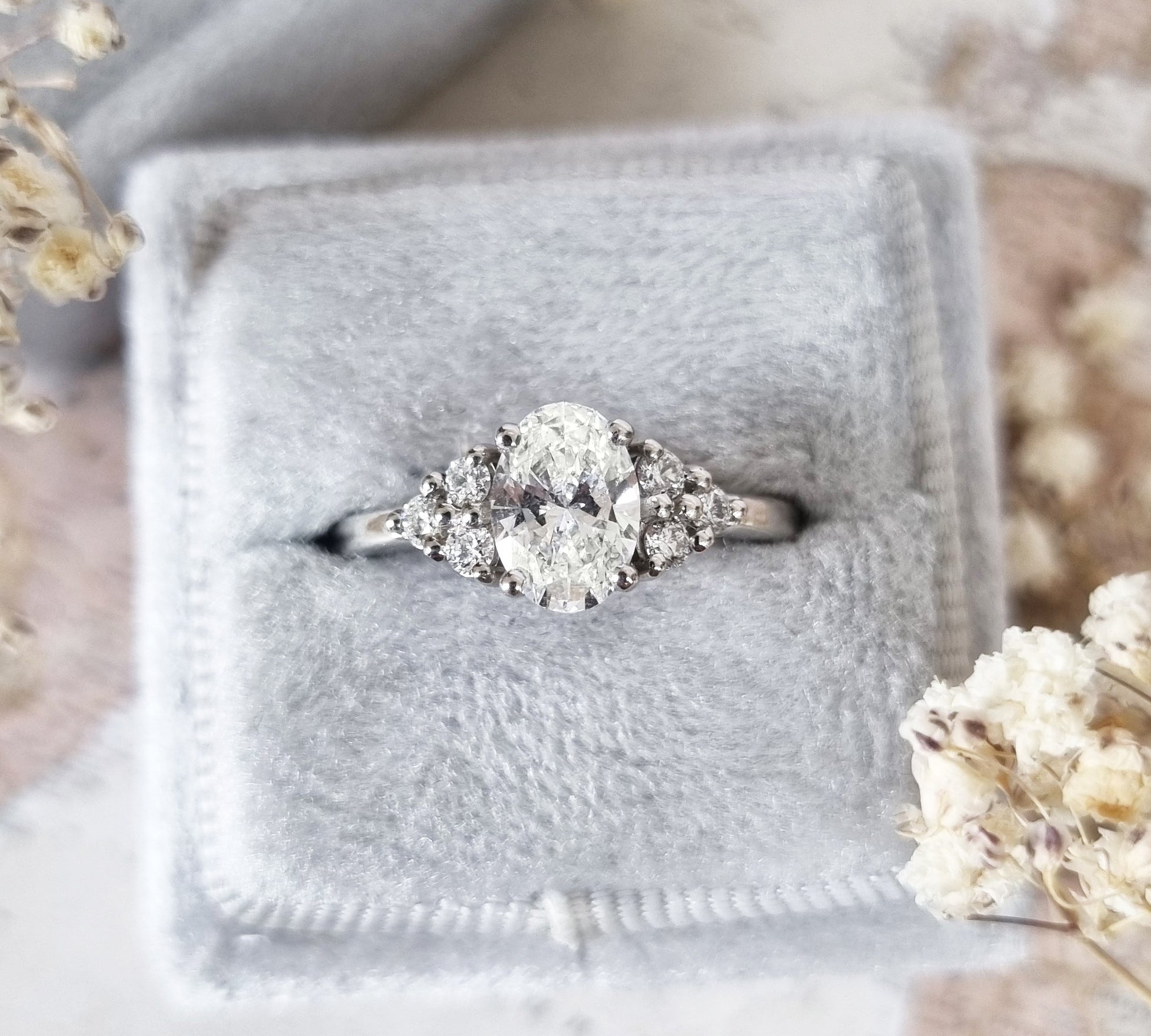 Oval Cluster Lab Grown Diamond Engagement Ring