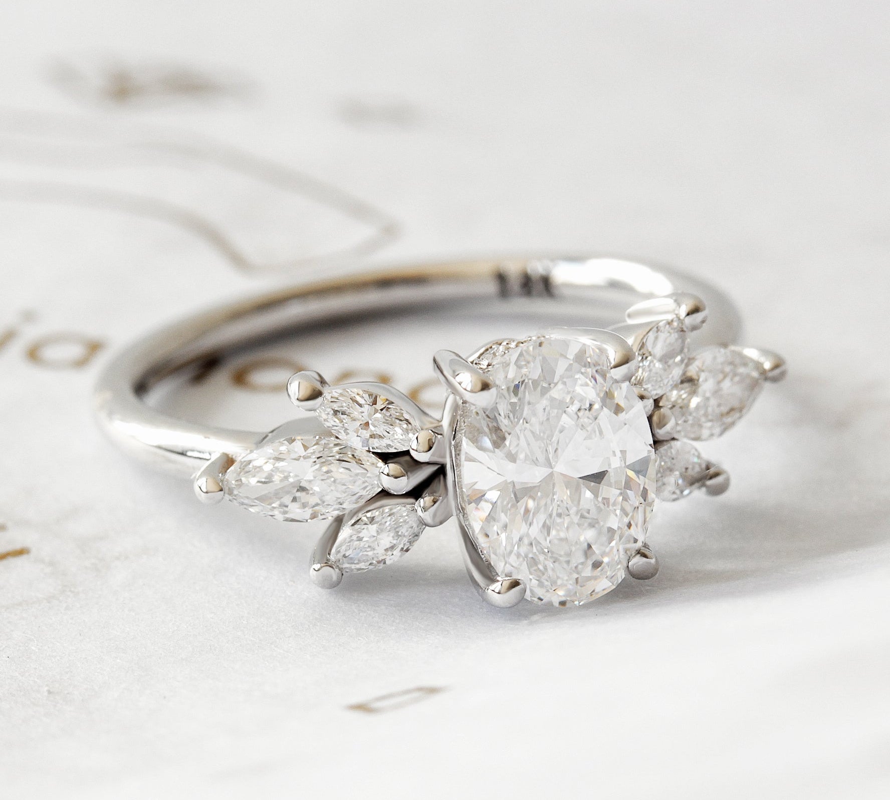 Oval Cluster Lab Grown Diamond Engagement Ring