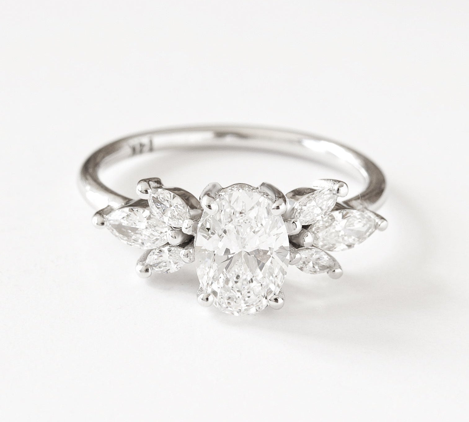 Oval Cluster Lab Grown Diamond Engagement Ring