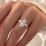 1.75 CT Three Stone Marquise Lab Grown Diamond Engagement Ring
