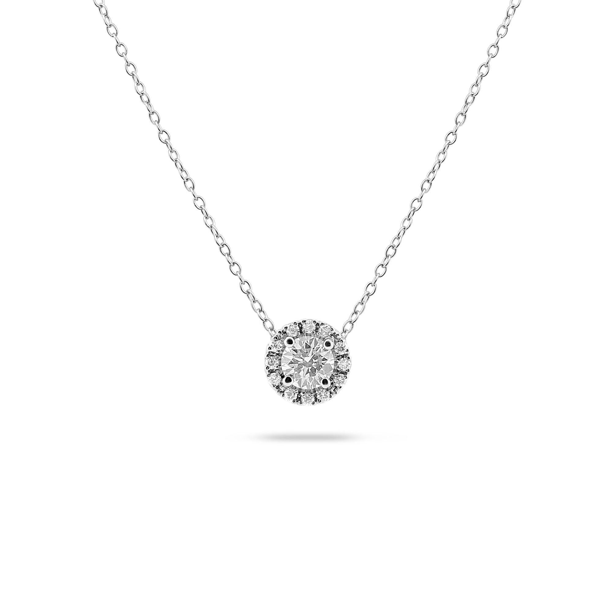 0.55 CT Round Halo Lab Grown Diamond Necklace