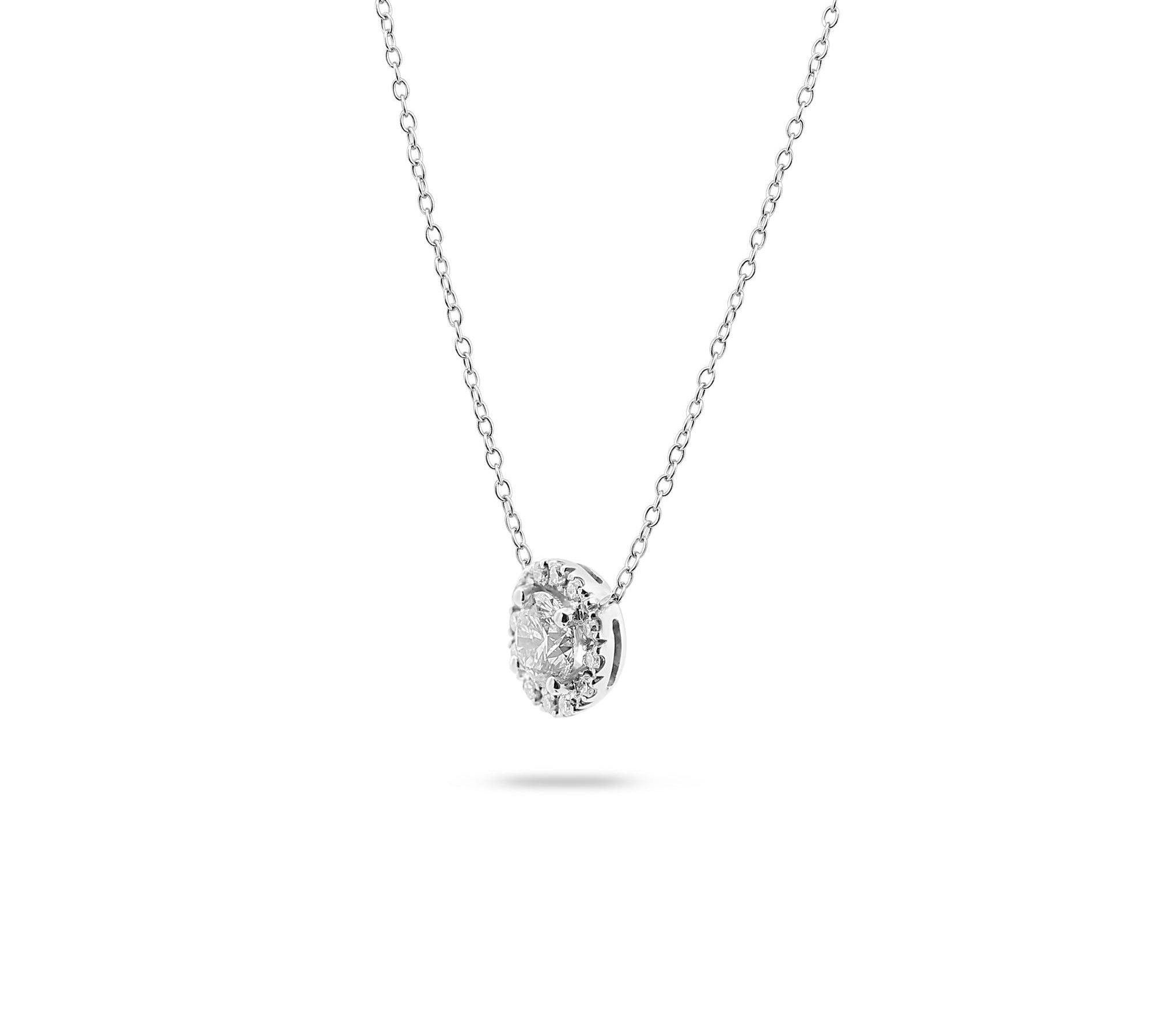 0.55 CT Round Halo Lab Grown Diamond Necklace