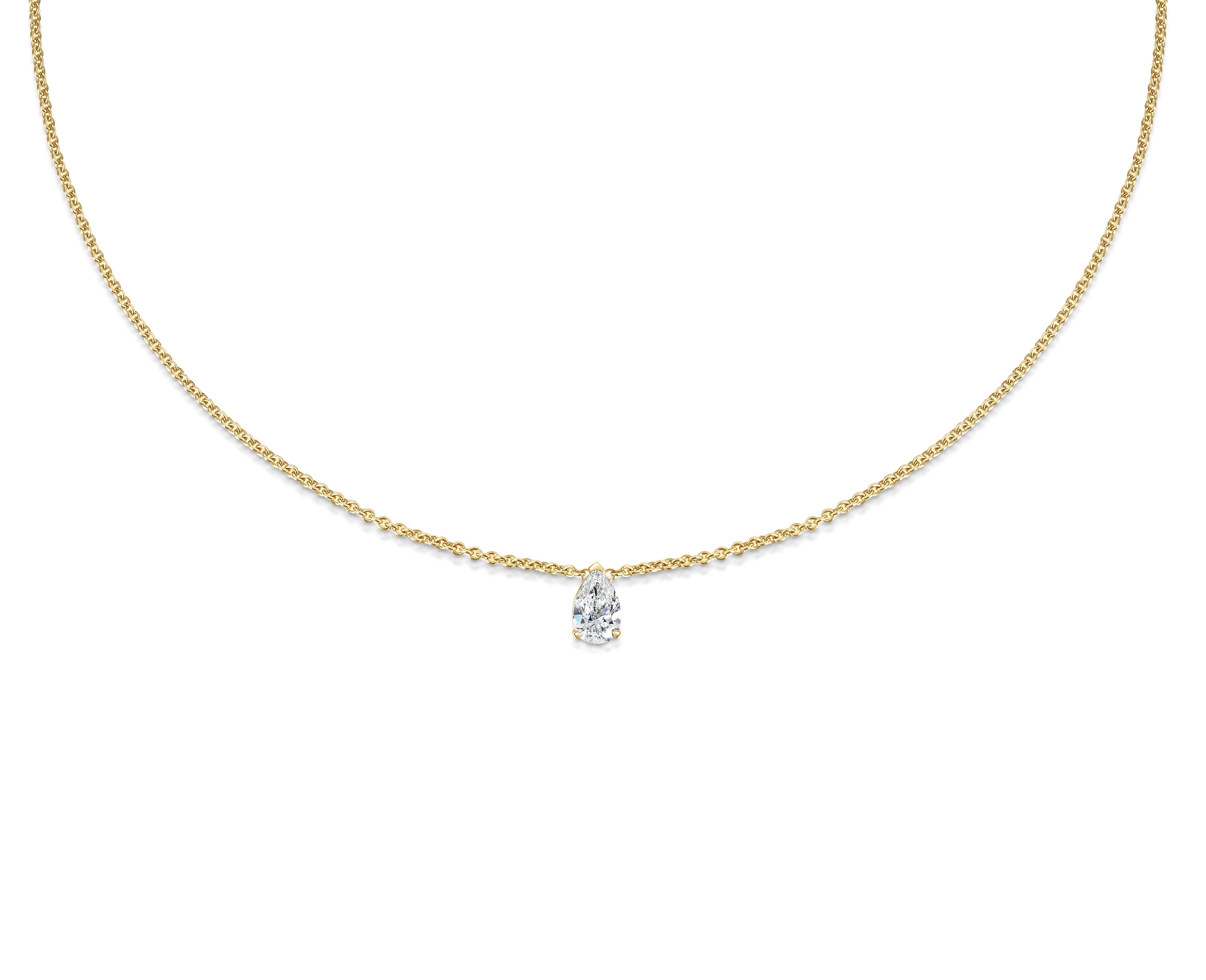 0.30 CT Pear Solitaire Lab Grown Diamond Necklace