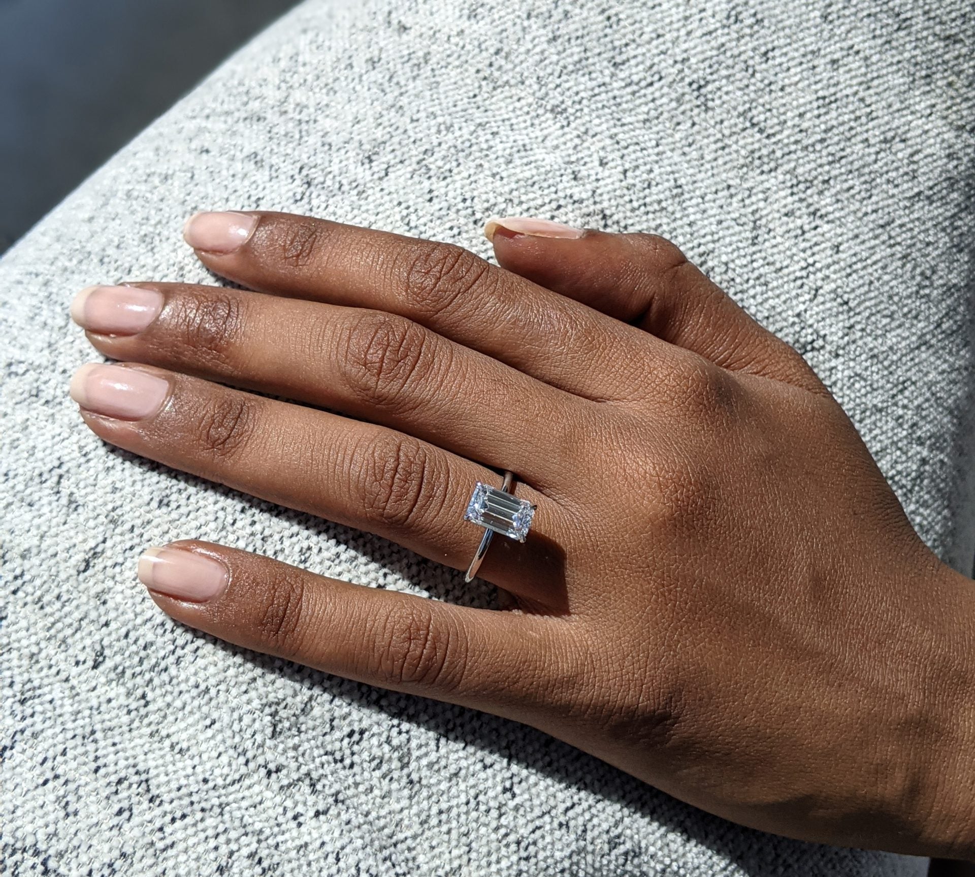 Emerald Solitaire Lab Grown Diamond Engagement Ring