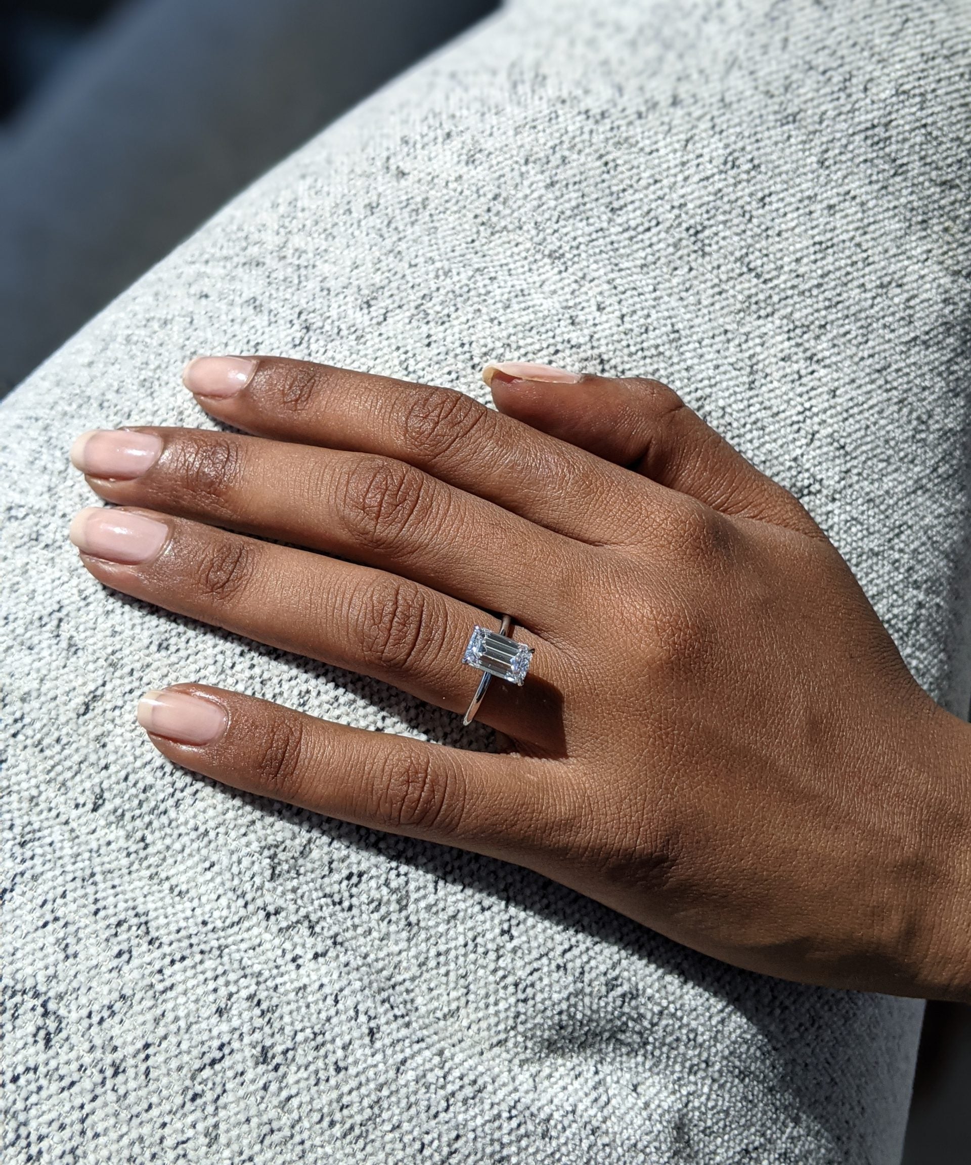 Emerald Solitaire Lab Grown Diamond Engagement Ring