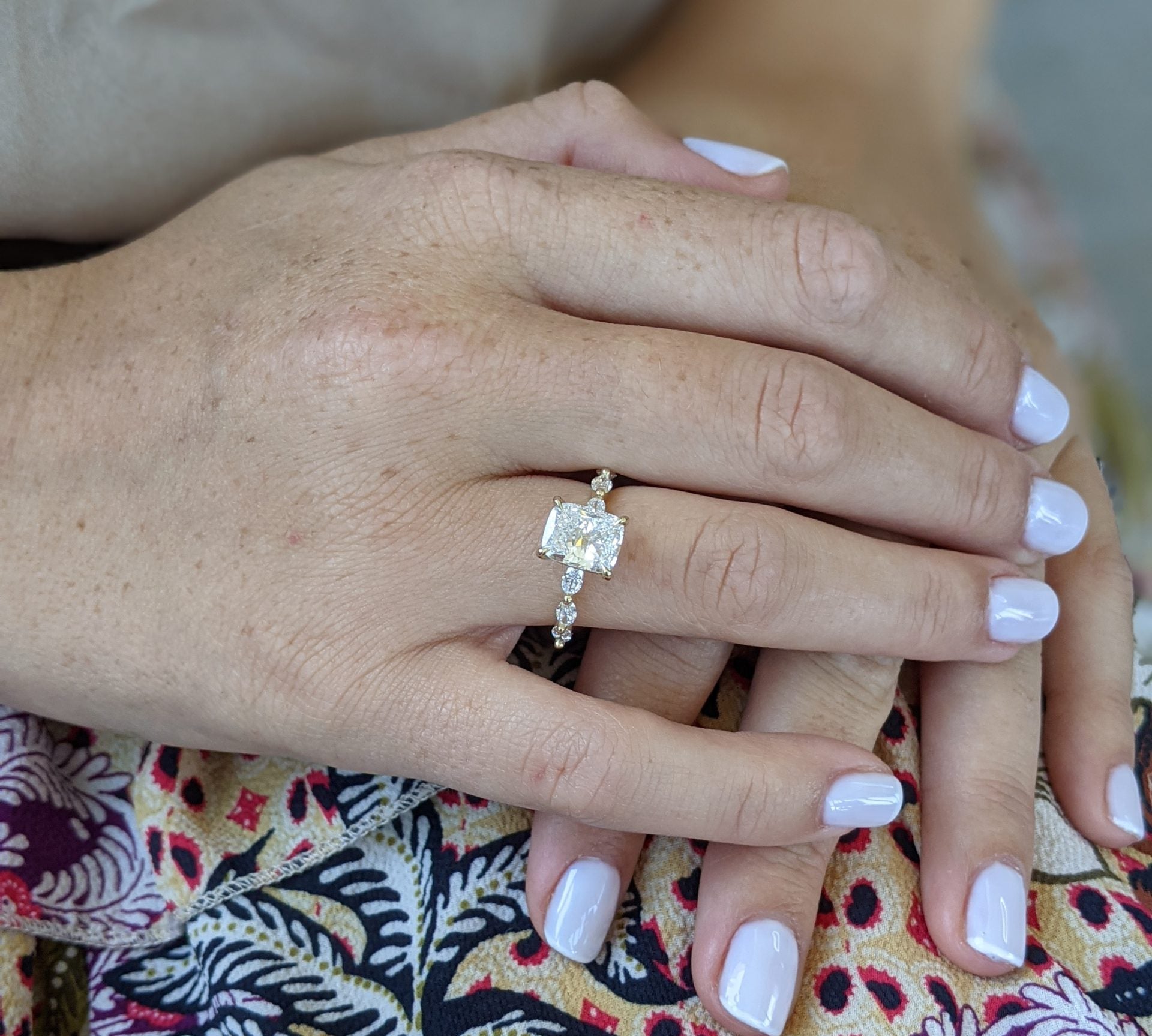 Cushion Cut Pave Lab Grown Diamond Engagement Ring