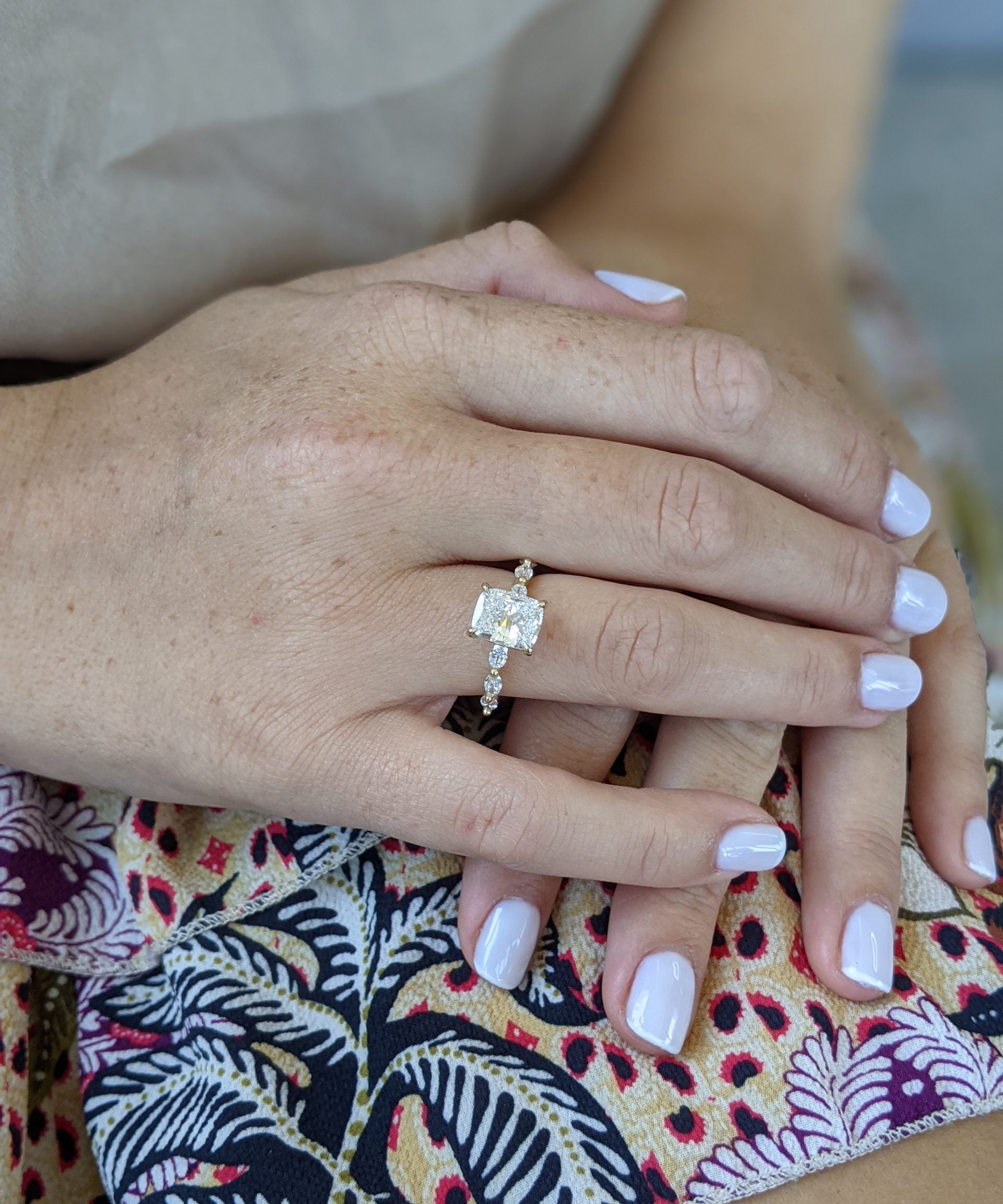 Cushion Cut Pave Lab Grown Diamond Engagement Ring