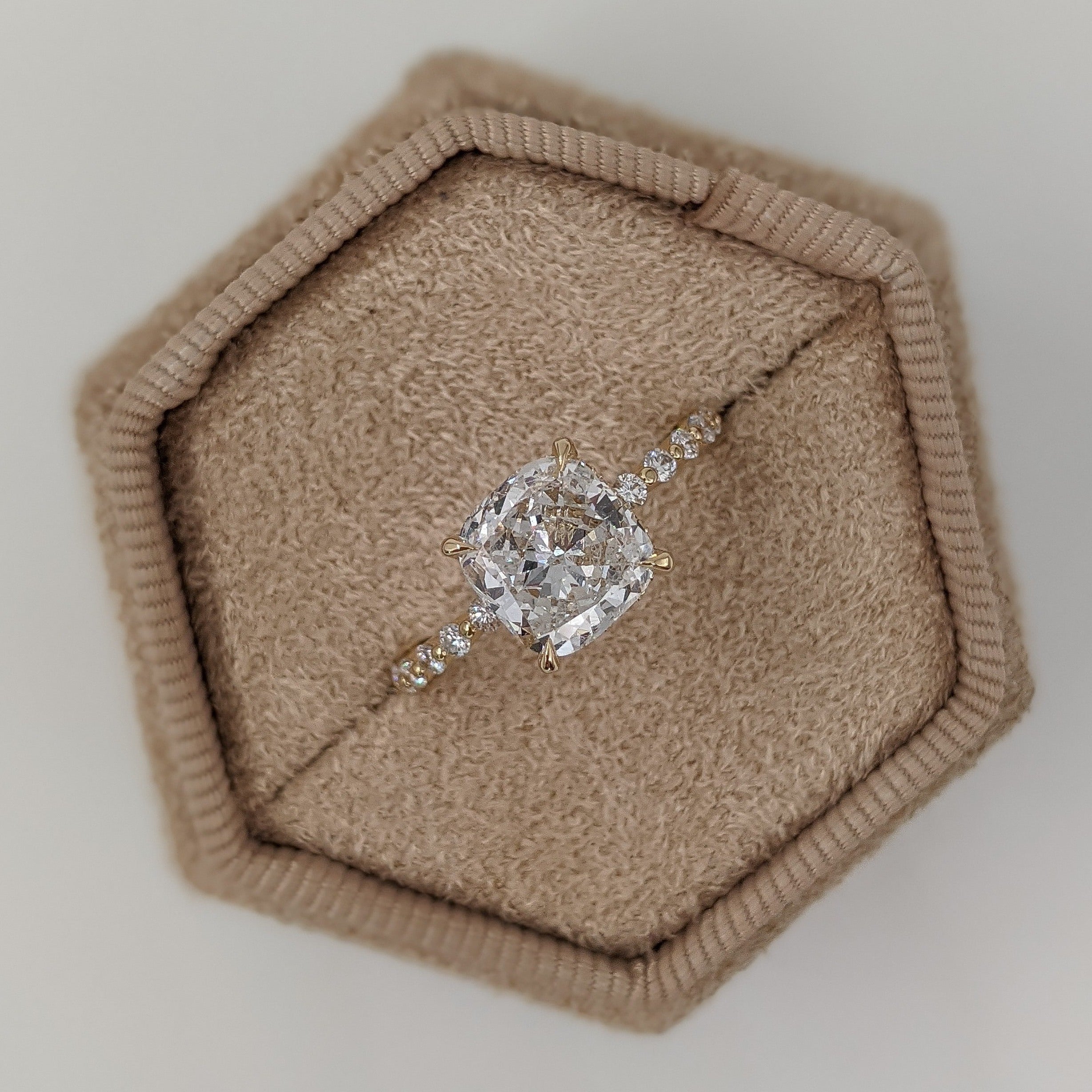 Cushion Pave Lab Grown Diamond Engagement Ring