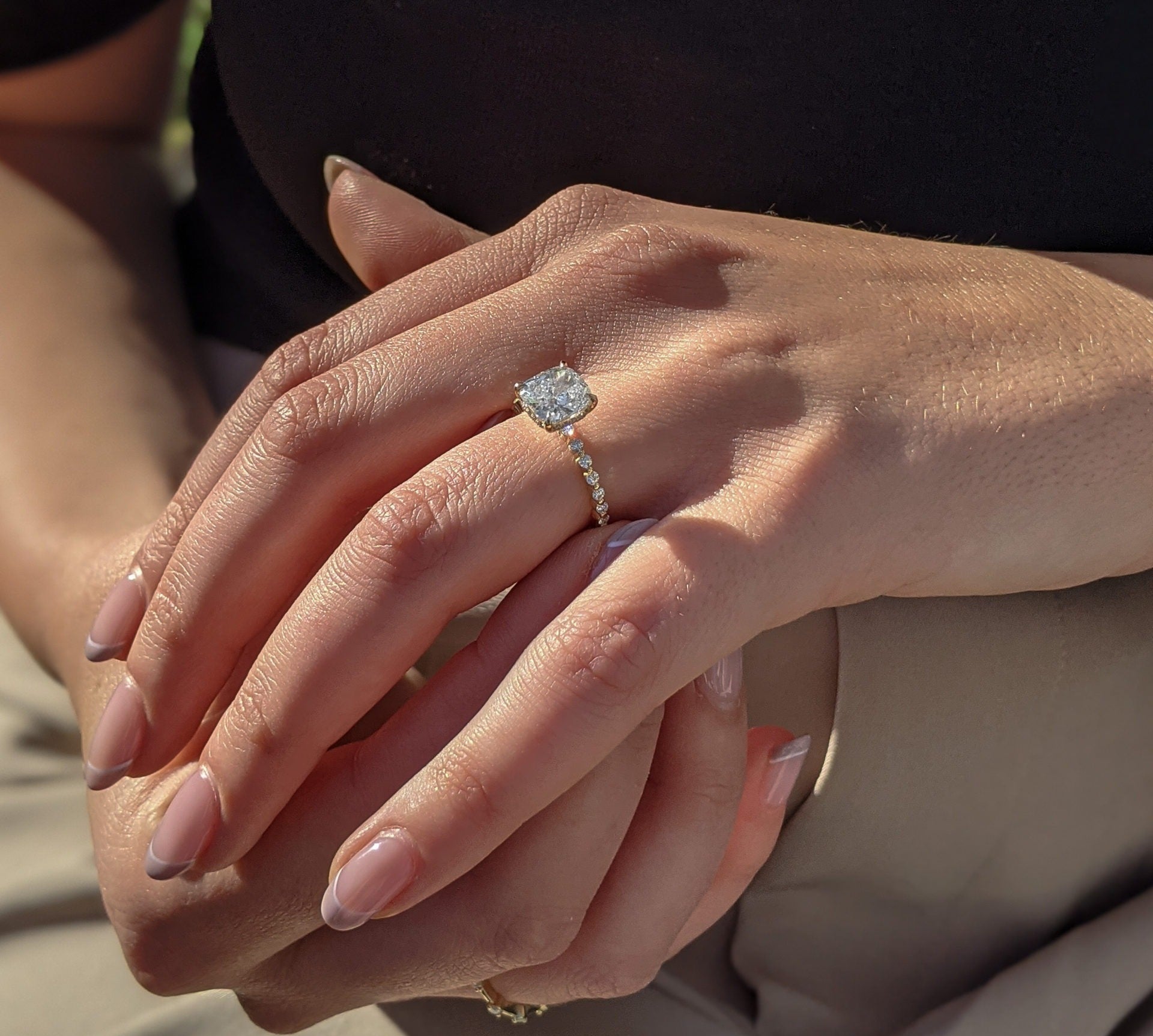 Cushion Pave Lab Grown Diamond Engagement Ring