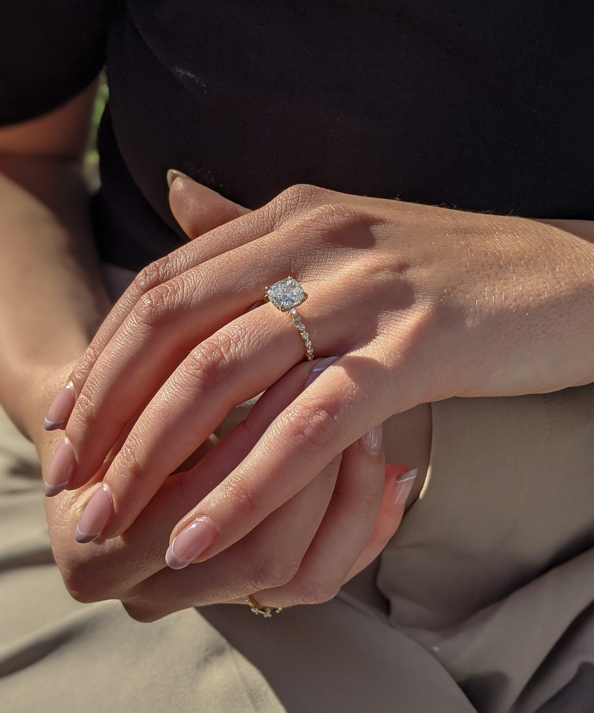 Cushion Pave Lab Grown Diamond Engagement Ring