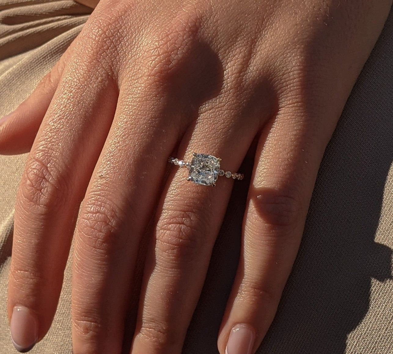 Cushion Pave Lab Grown Diamond Engagement Ring