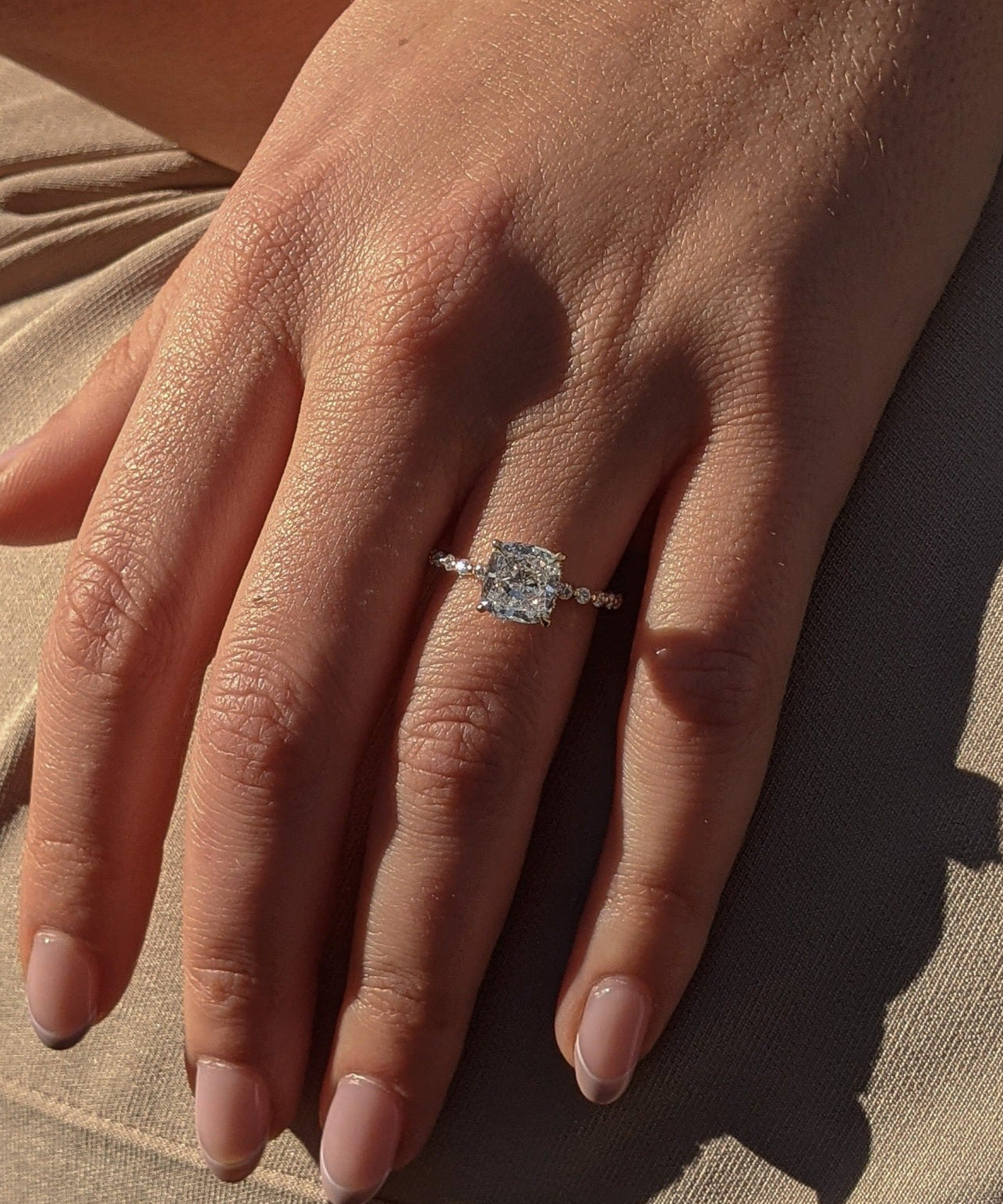 Cushion Pave Lab Grown Diamond Engagement Ring