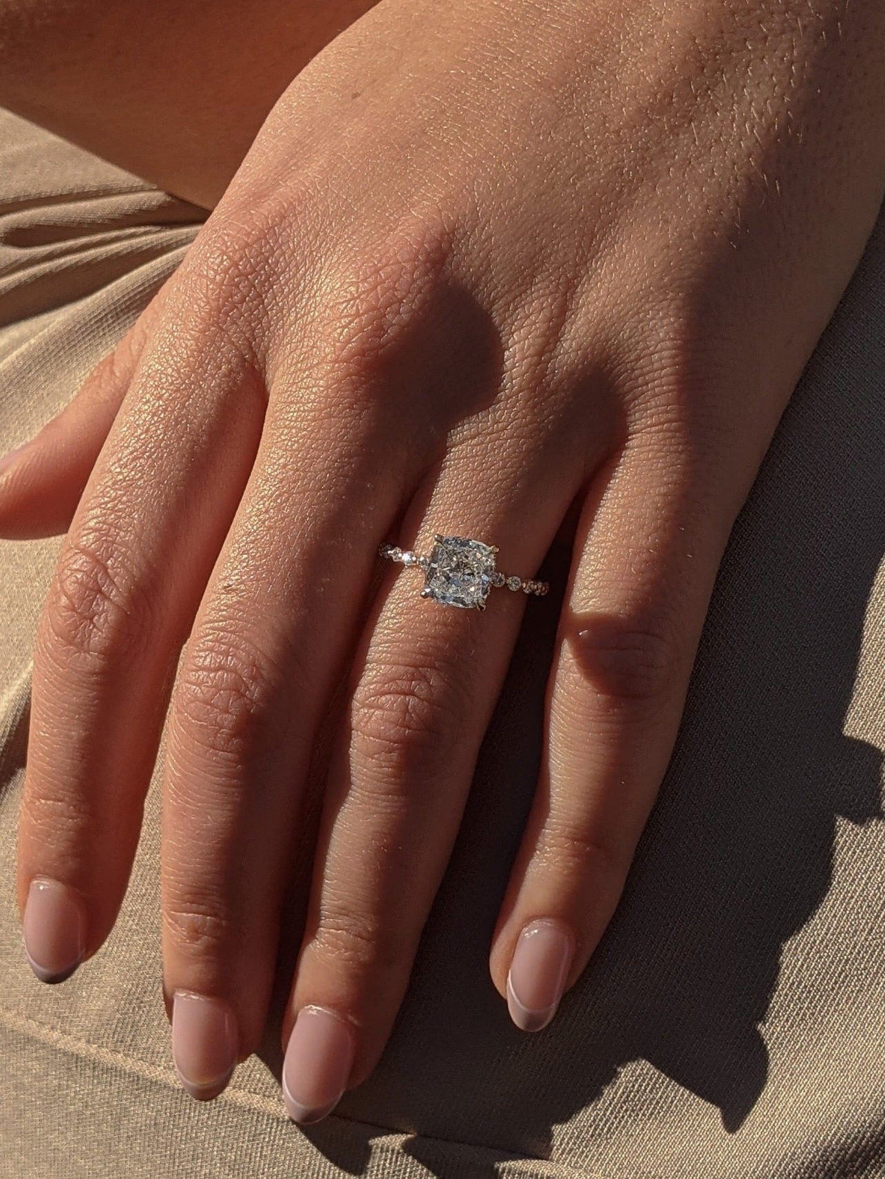 Cushion Pave Lab Grown Diamond Engagement Ring