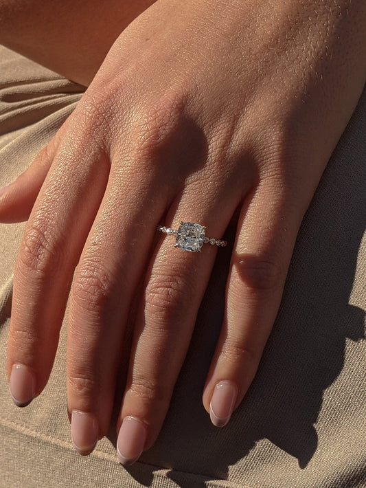 Cushion Pave Lab Grown Diamond Engagement Ring