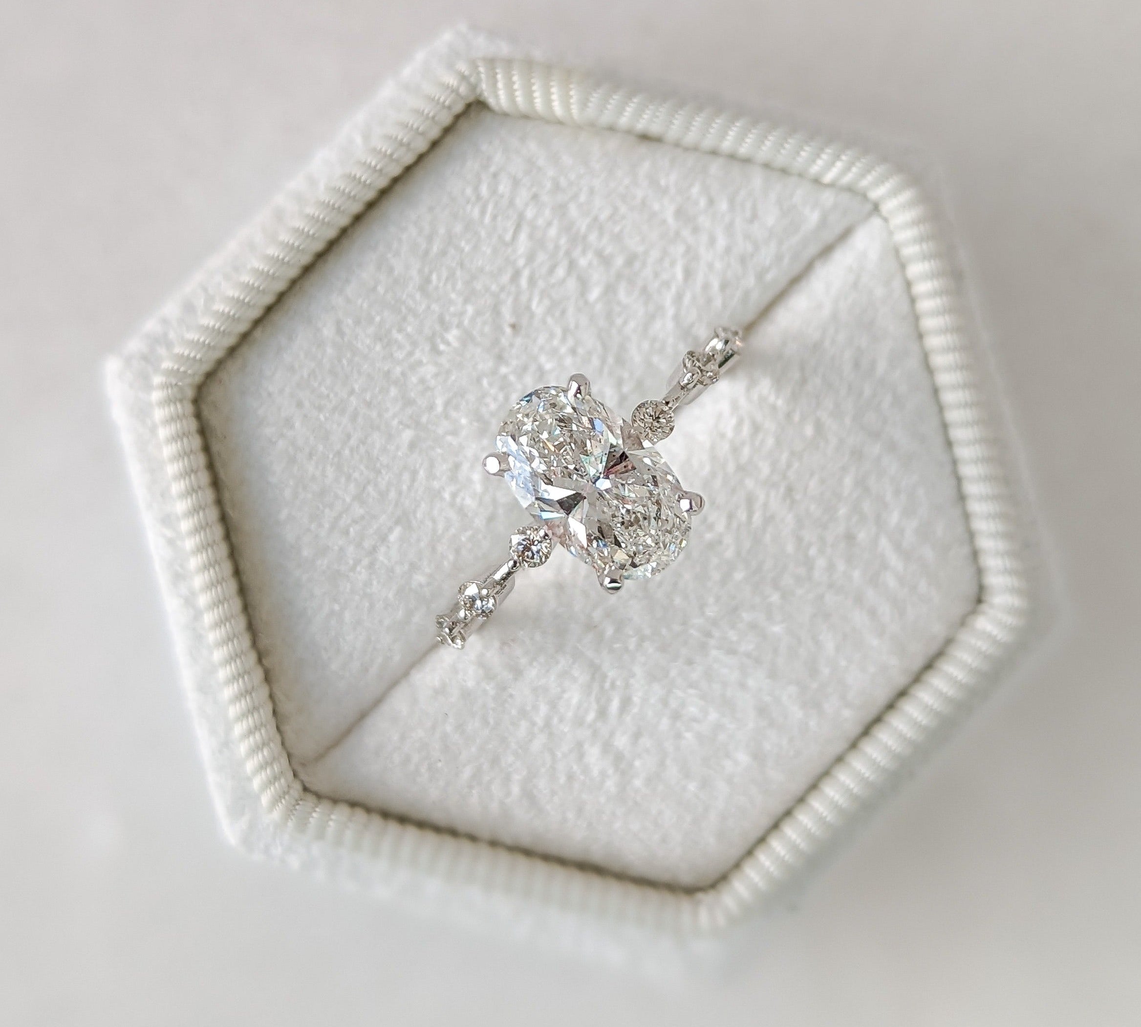 Oval Cut Pave Lab Grown Diamond Engagement Ring