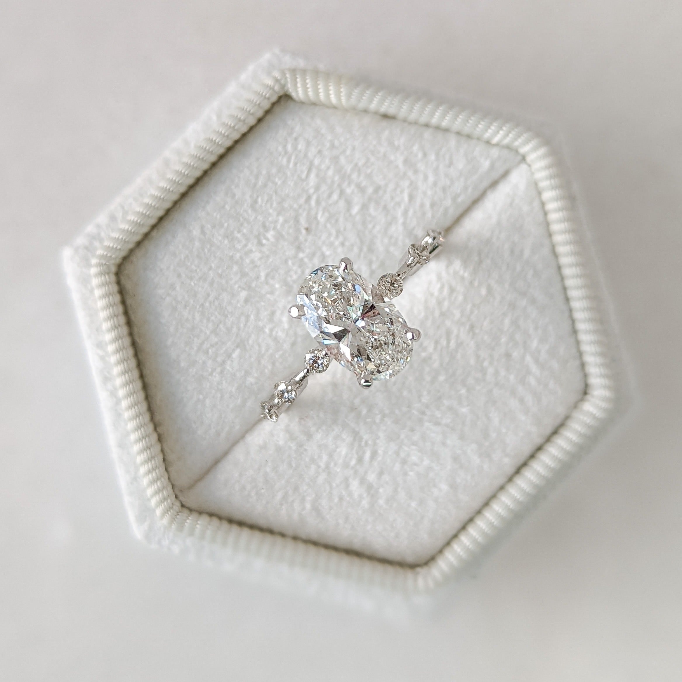 Oval Cut Pave Lab Grown Diamond Engagement Ring