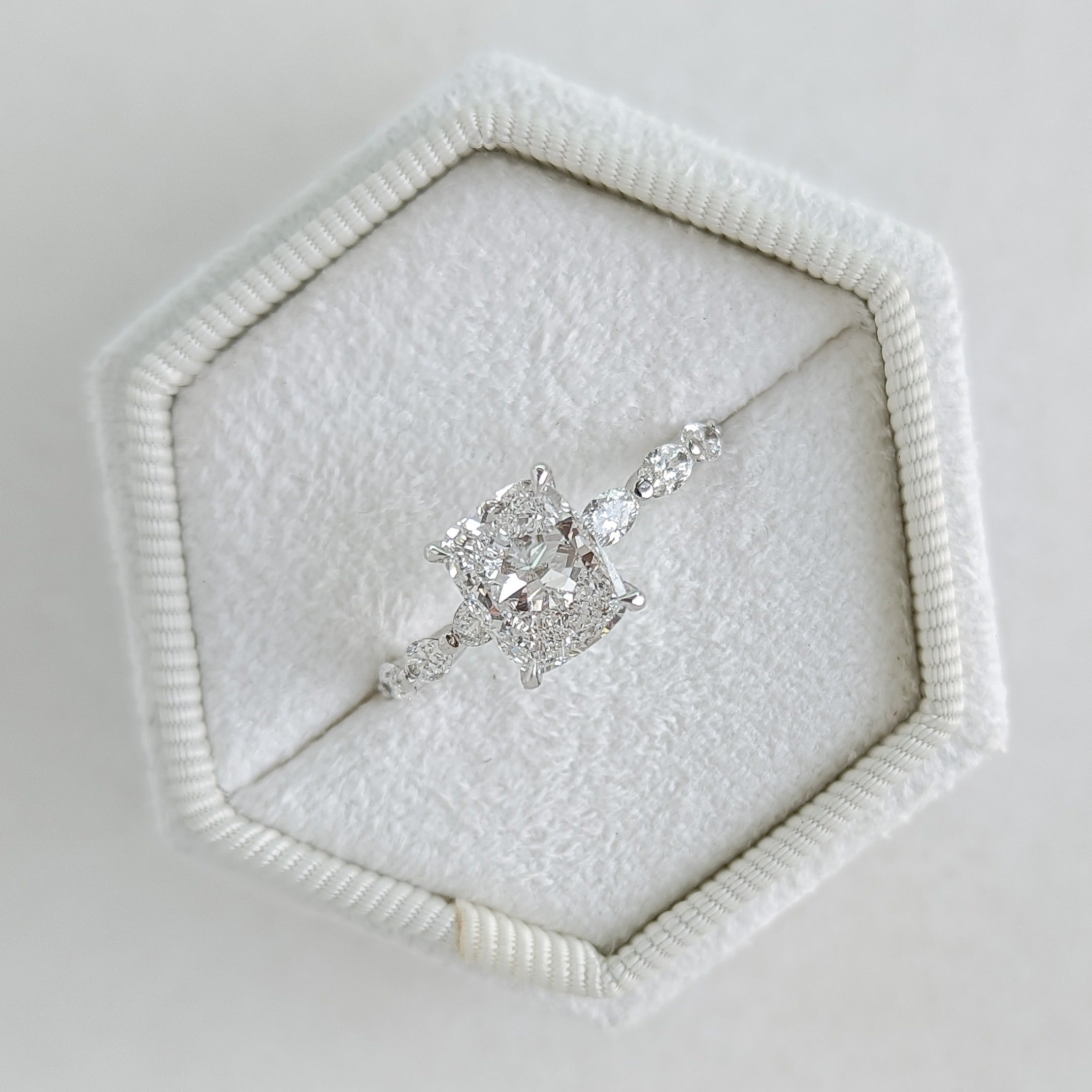 Cushion Cut Pave Lab Grown Diamond Engagement Ring
