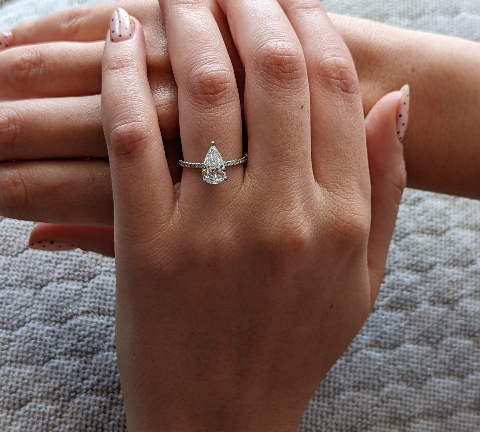 Pear Cut Pave Lab Grown Diamond Engagement Ring